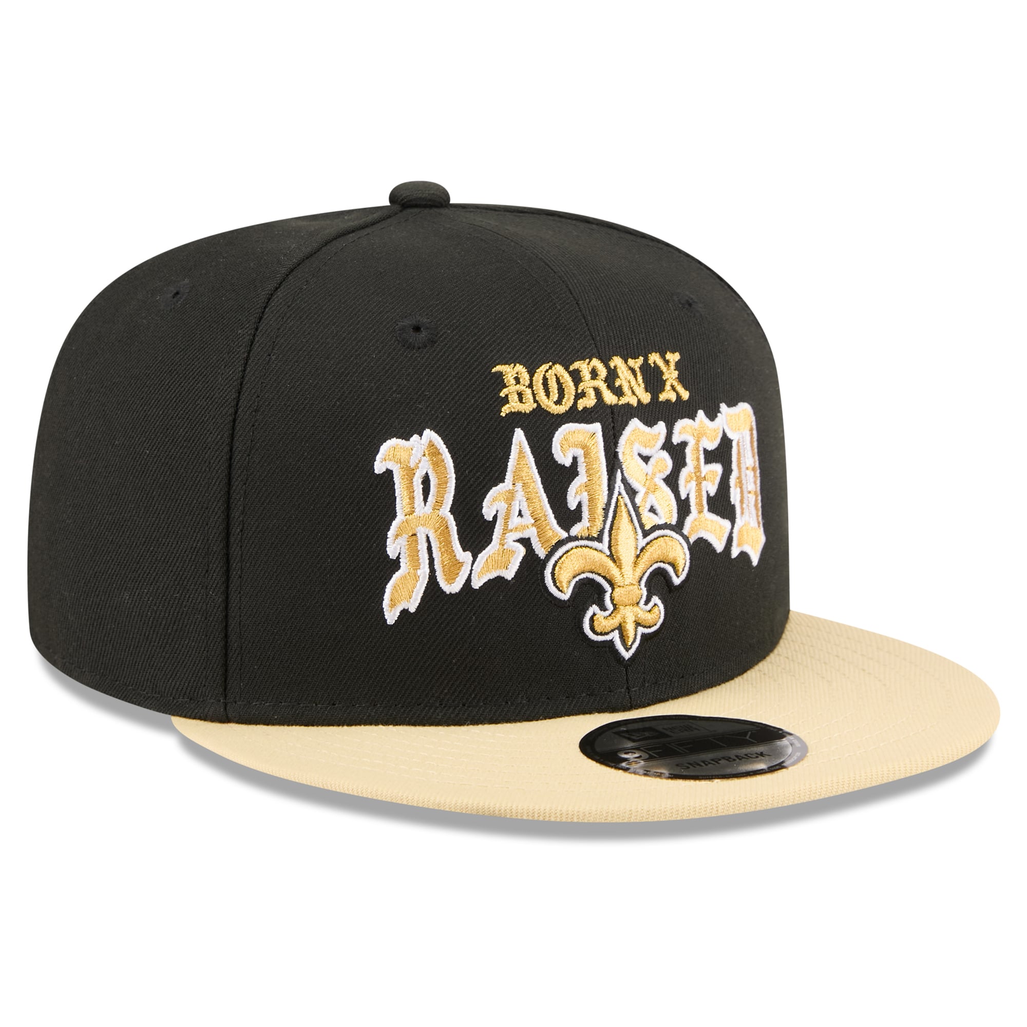 Casquette snapback New Era x Born x Raised noire et or des Saints de la Nouvelle-Orléans pour homme