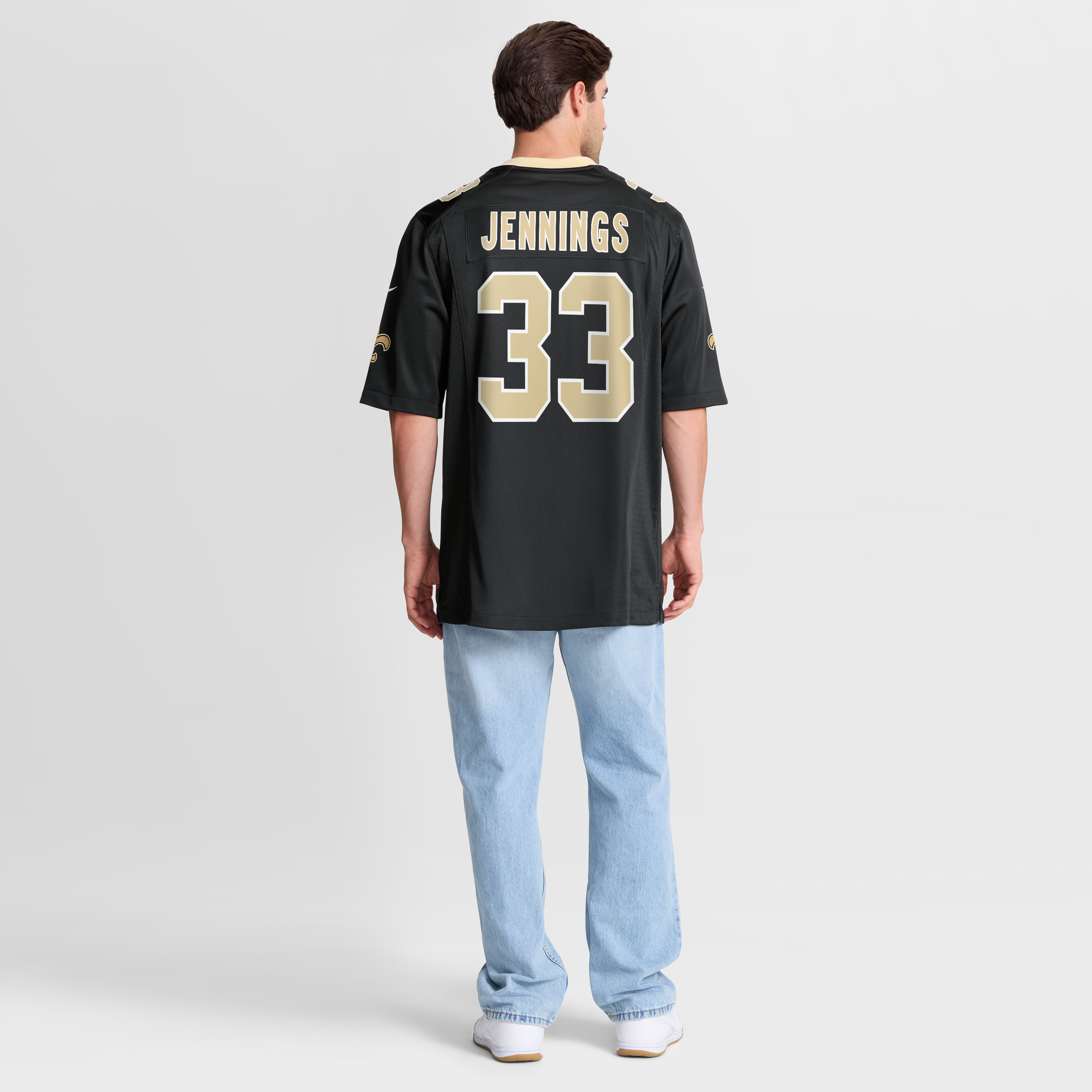 Maillot de match Nike Anfernee Jennings noir pour homme, équipe des Saints la Nouvelle-Orléans