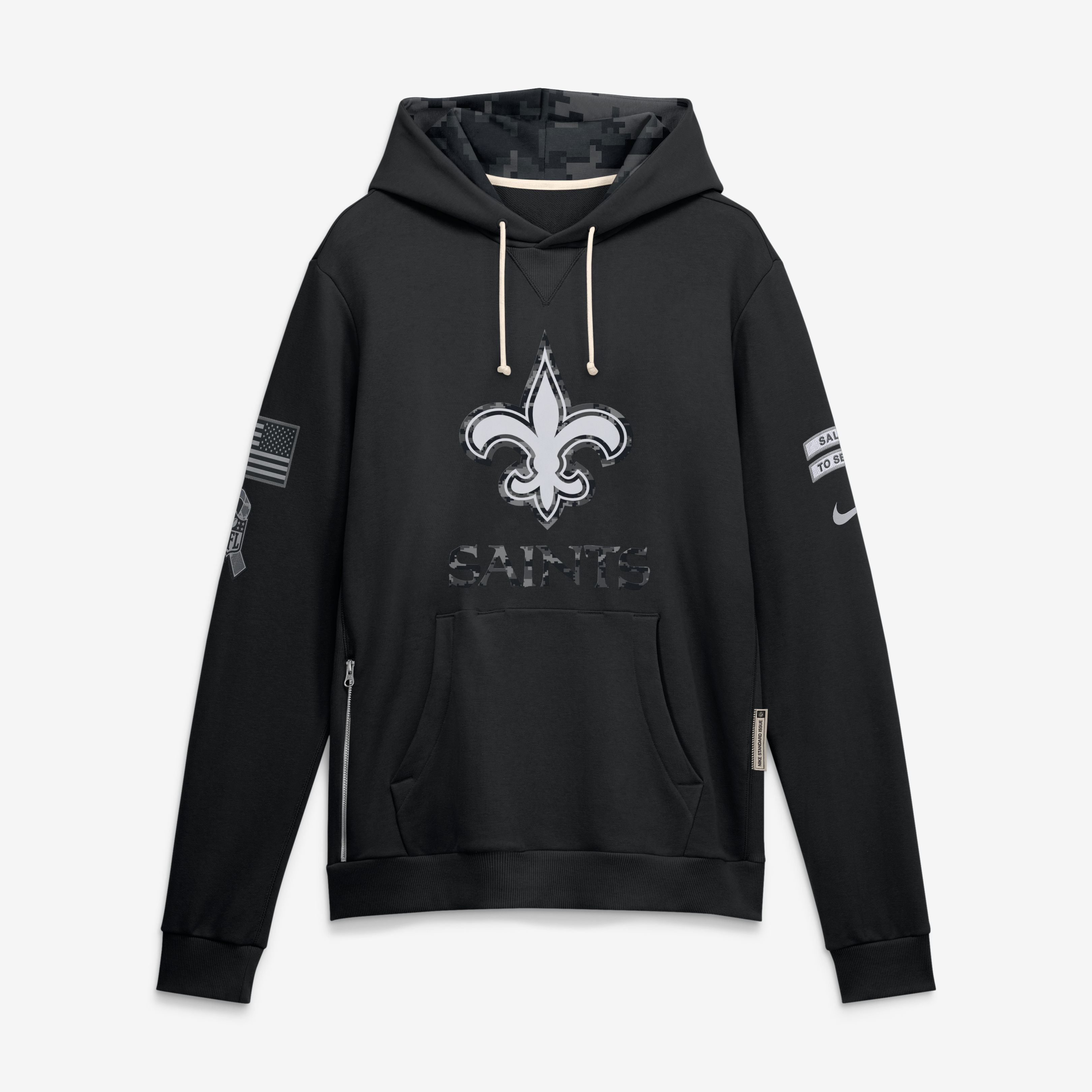 Men's Nike  Black New Orleans Saints 2026 Salute to Service Sideline Dri-FIT Pullover Hoodie