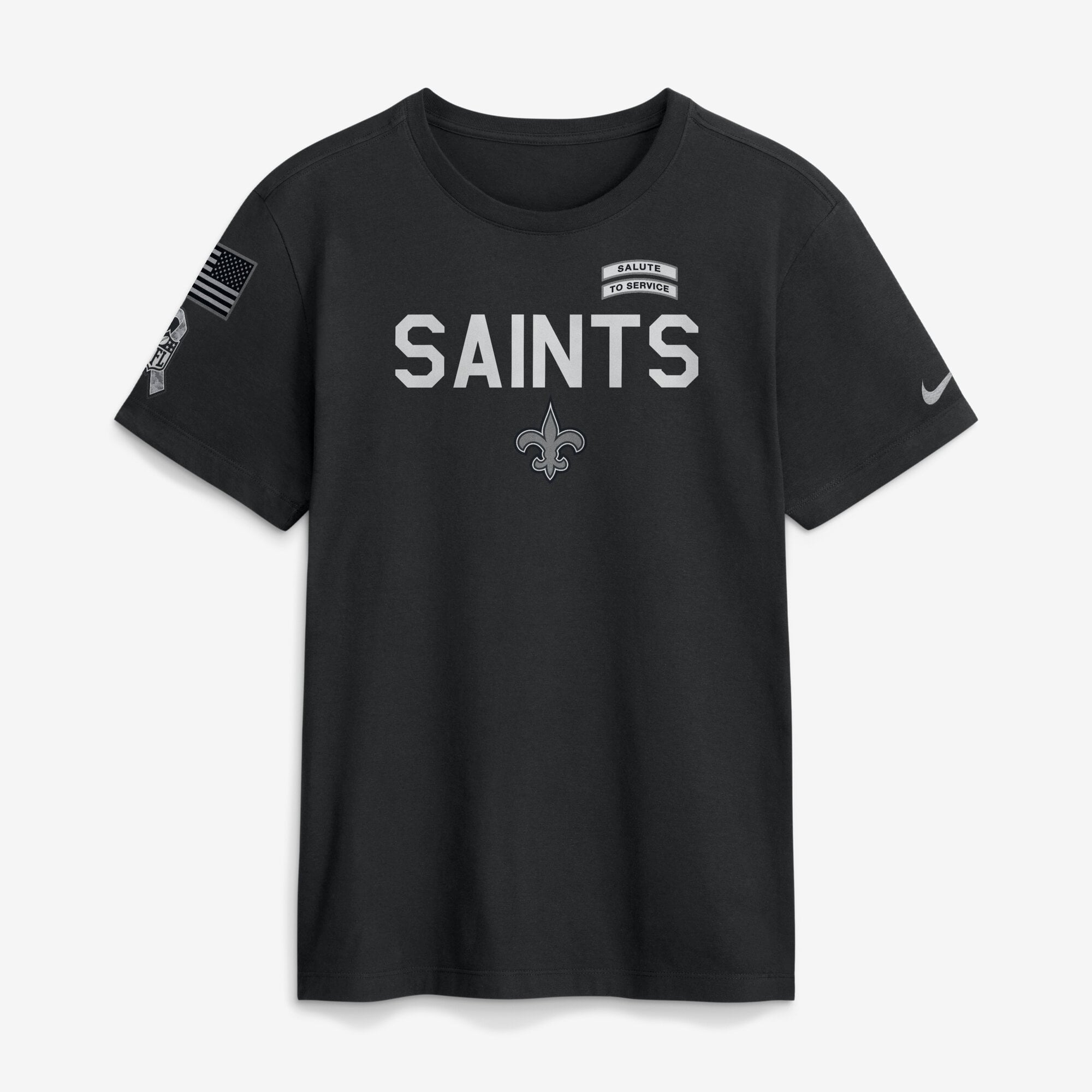 T-shirt Nike noir pour homme New Orleans Saints 2026 Salute to Service Sideline Dri-FIT