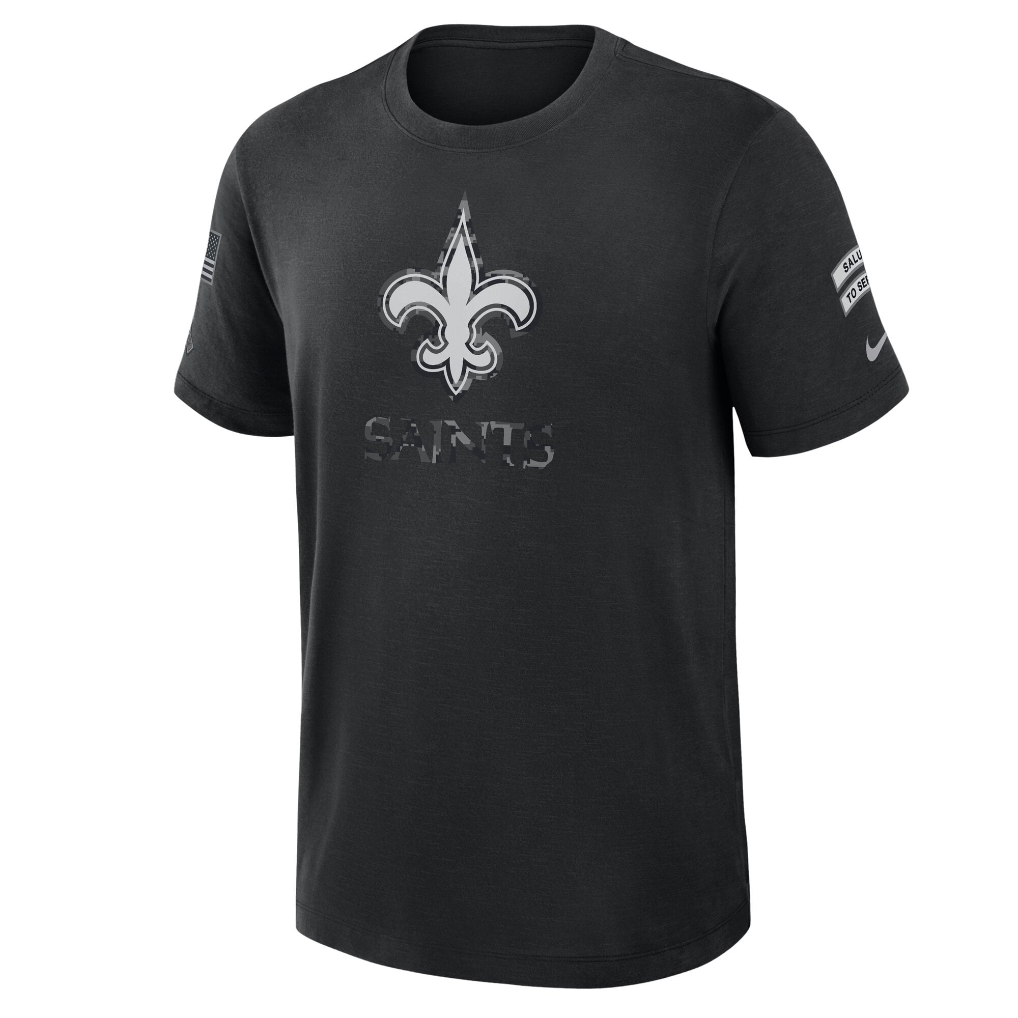 T-shirt Nike noir pour homme New Orleans Saints 2026 Salute to Service