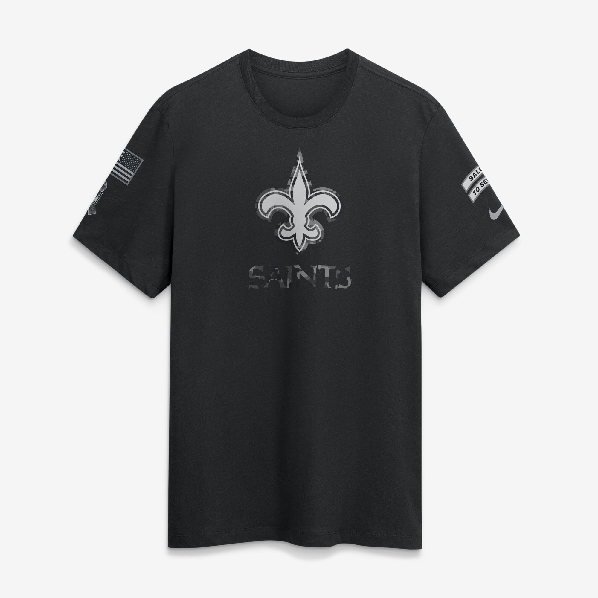 T-shirt Nike noir pour homme New Orleans Saints 2026 Salute to Service