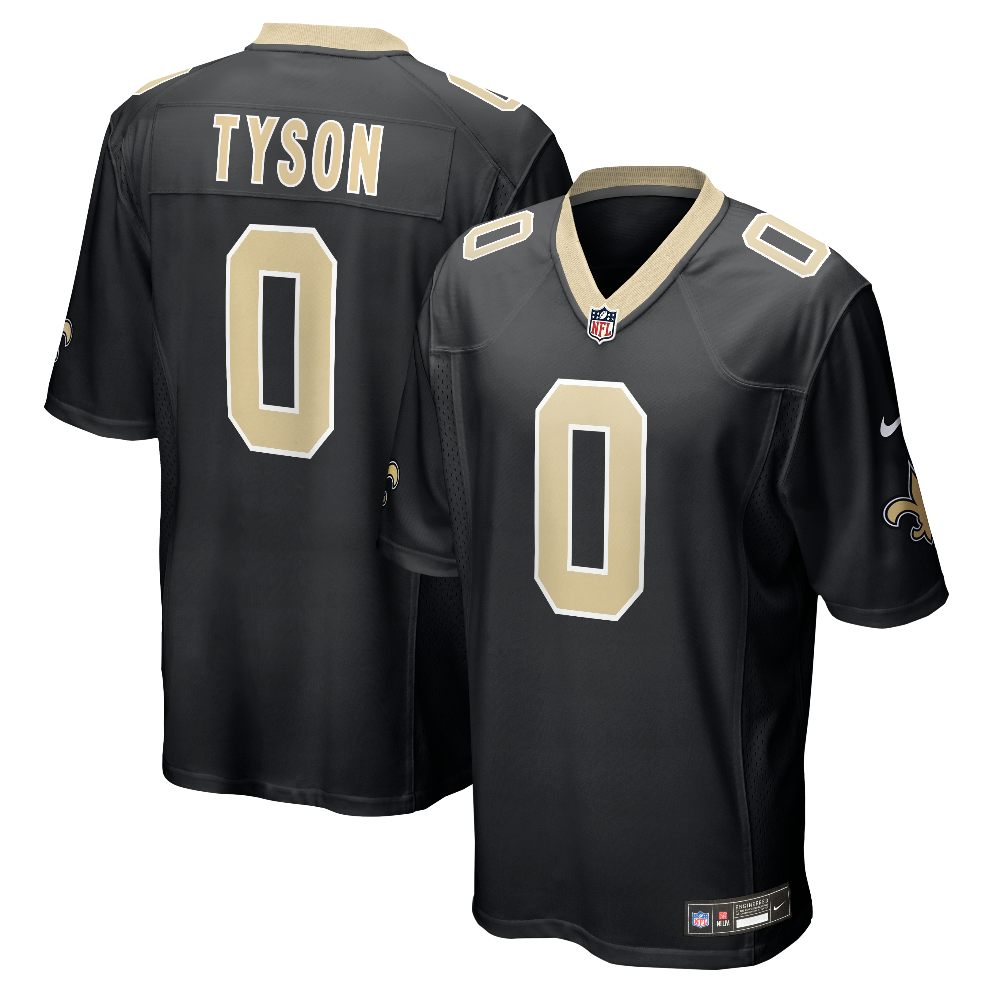 Maillot de match Nike noir pour homme des Saints la Nouvelle-Orléans, porté par Jordyn Tyson