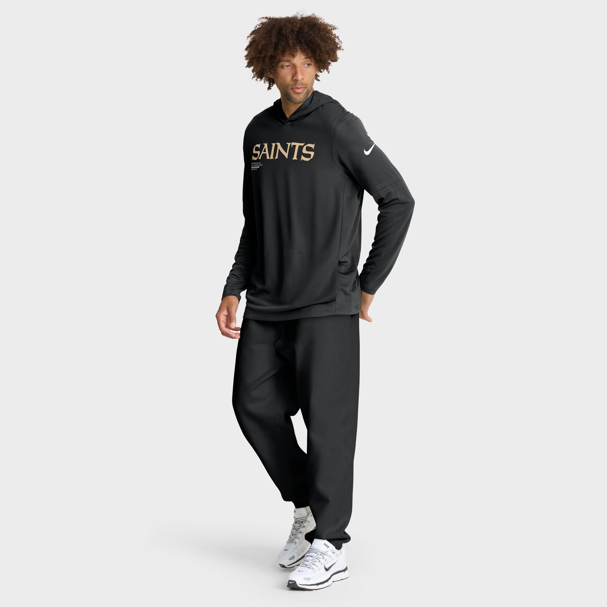 Men's Nike Black New Orleans Saints Sideline Pure Fury Dri-FIT Long Sleeve Hooded T-Shirt