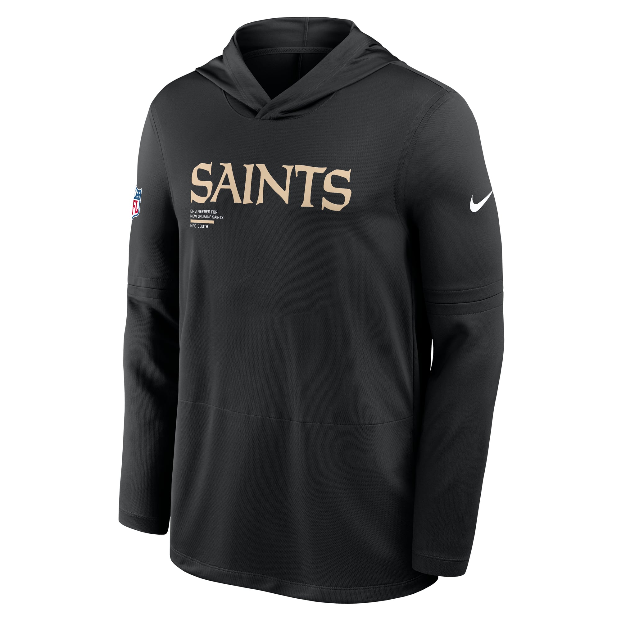 Men's Nike Black New Orleans Saints Sideline Pure Fury Dri-FIT Long Sleeve Hooded T-Shirt