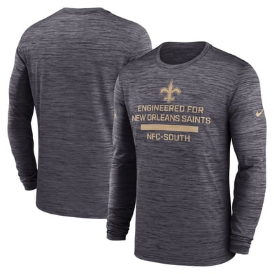 New Orleans Saints Nike Sideline Velocity Dri-FIT Long Sleeve T-Shirt - Black