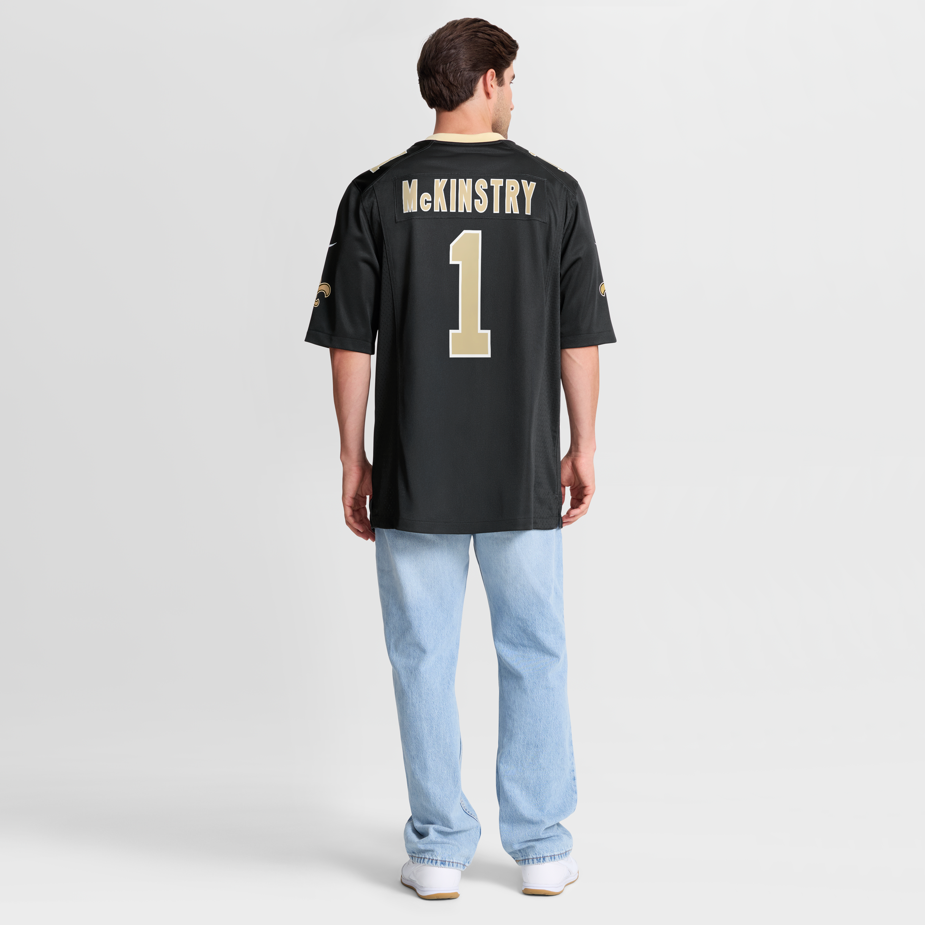 Maillot de match Nike Ga’Quincy McKinstry noir pour homme, équipe des Saints la Nouvelle-Orléans
