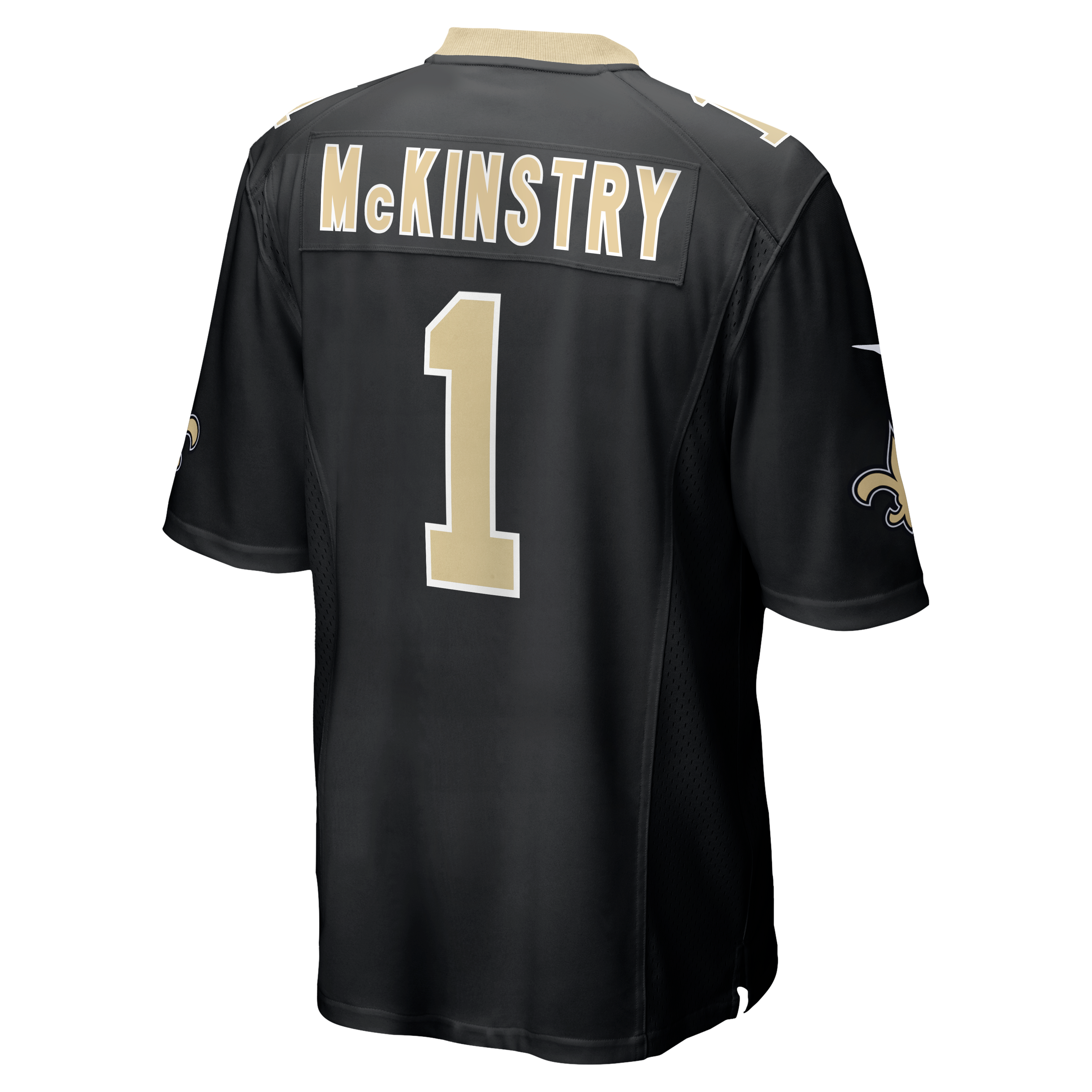 Maillot de match Nike Ga’Quincy McKinstry noir pour homme, équipe des Saints la Nouvelle-Orléans