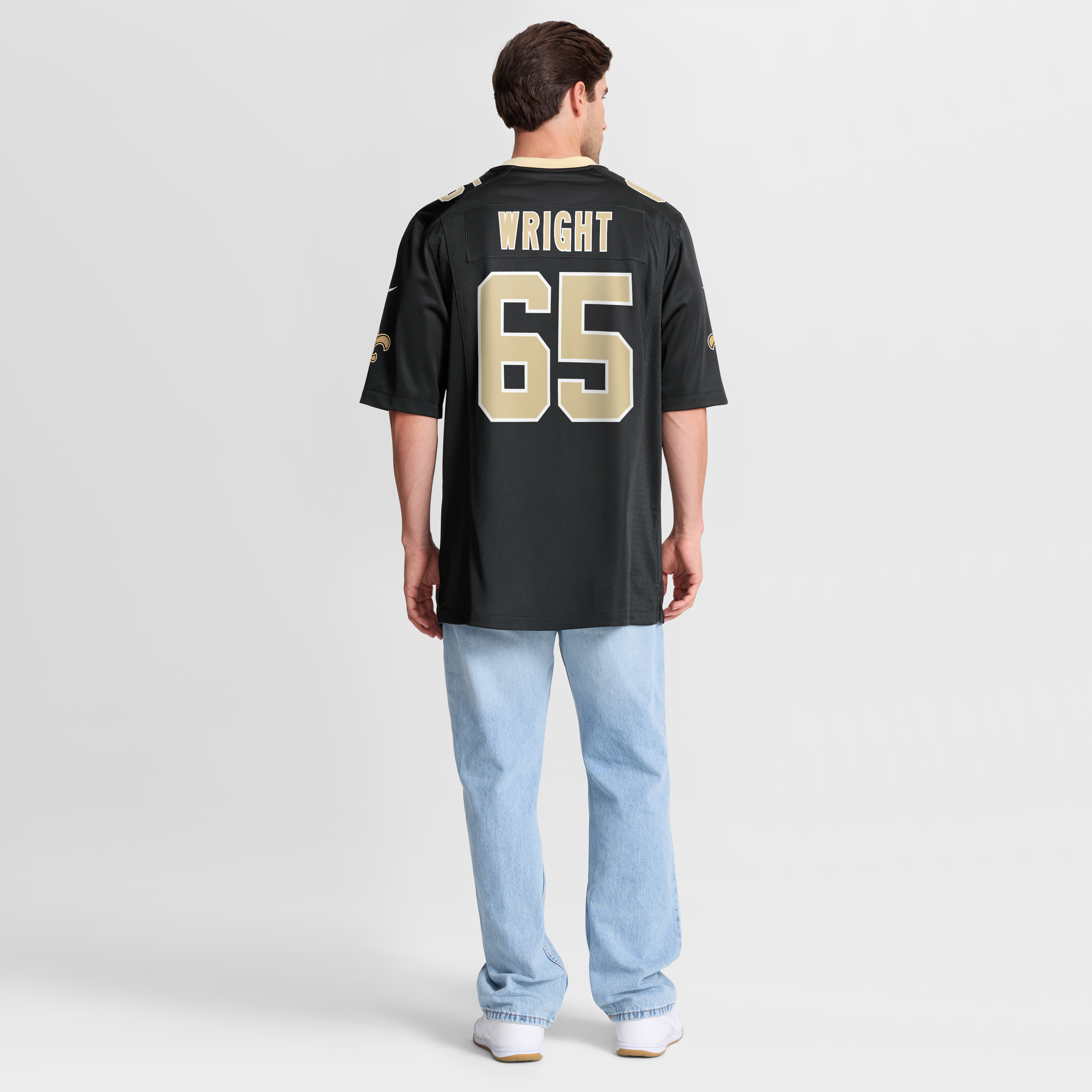 Maillot de match Nike Jeremiah Wright noir pour homme, équipe des Saints la Nouvelle-Orléans