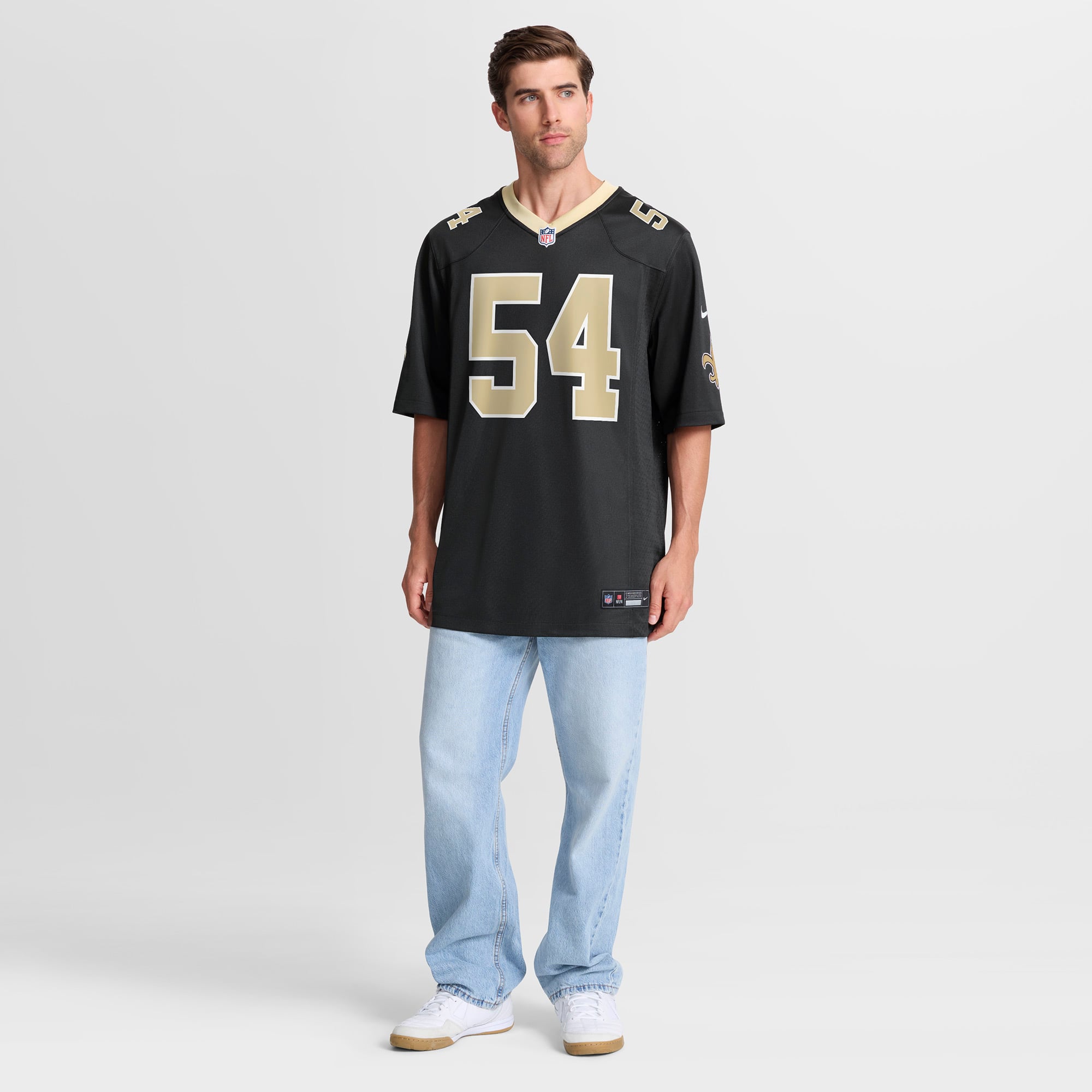 Maillot de match Nike Jonah Williams noir pour homme, équipe des Saints la Nouvelle-Orléans