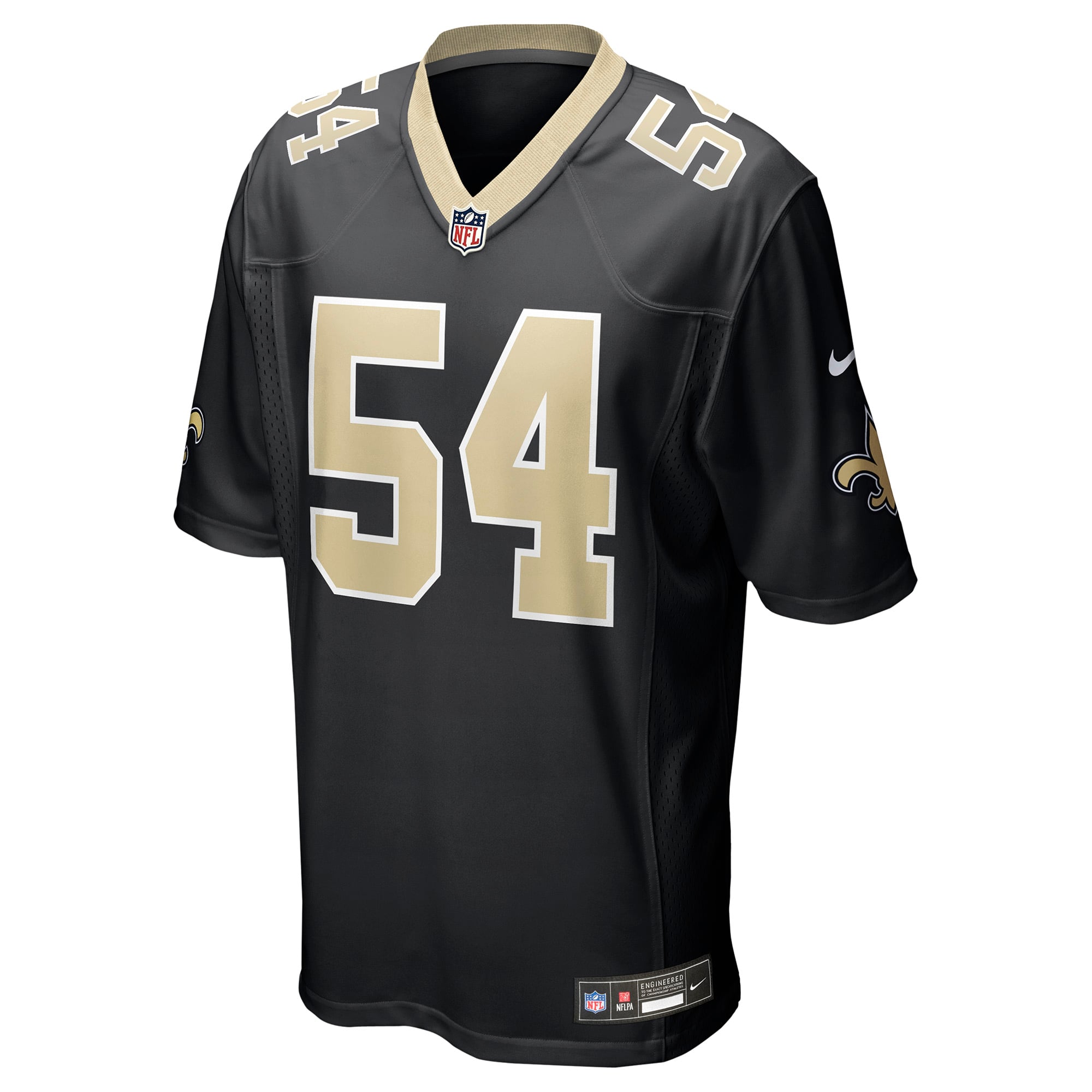 Maillot de match Nike Jonah Williams noir pour homme, équipe des Saints la Nouvelle-Orléans