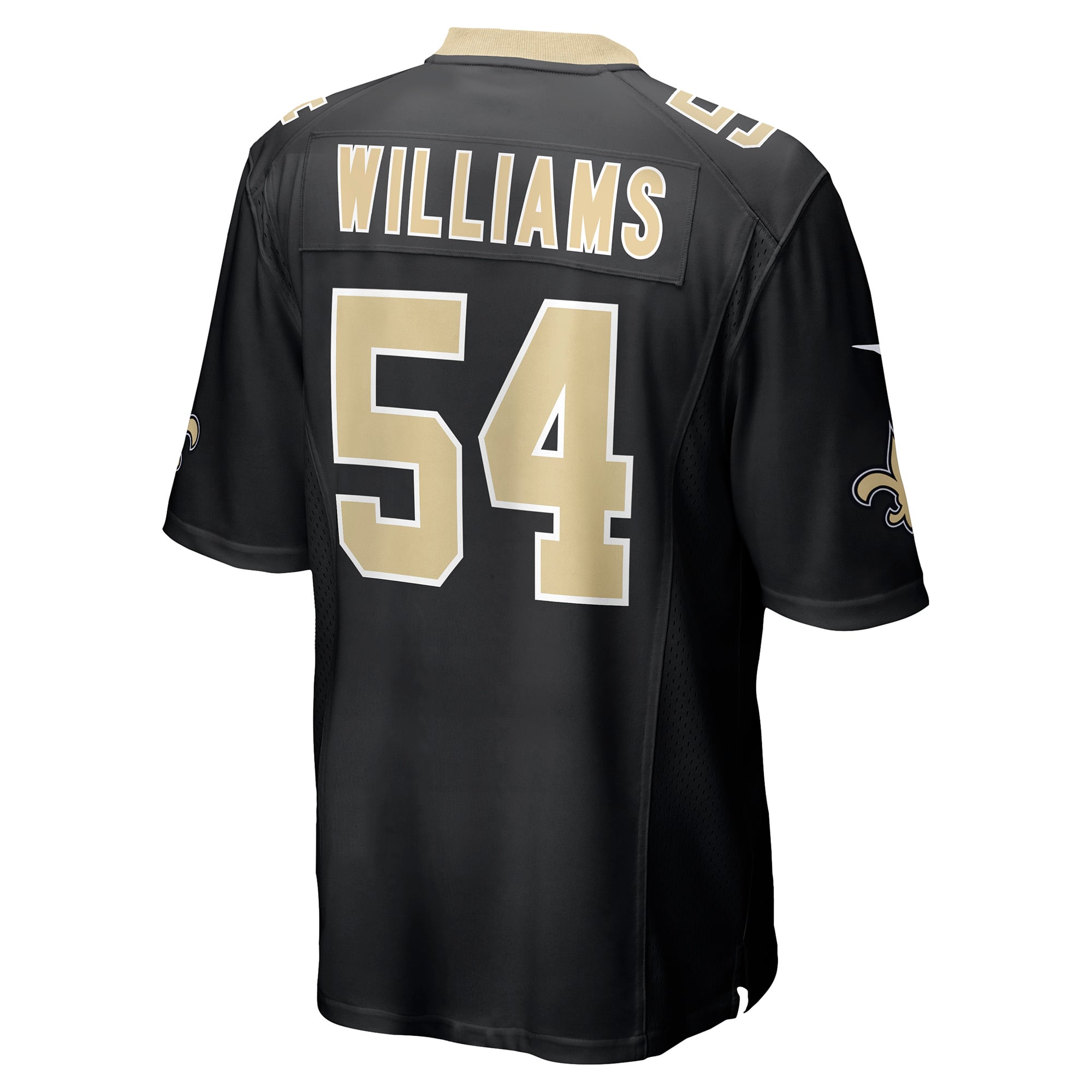 Maillot de match Nike Jonah Williams noir pour homme, équipe des Saints la Nouvelle-Orléans