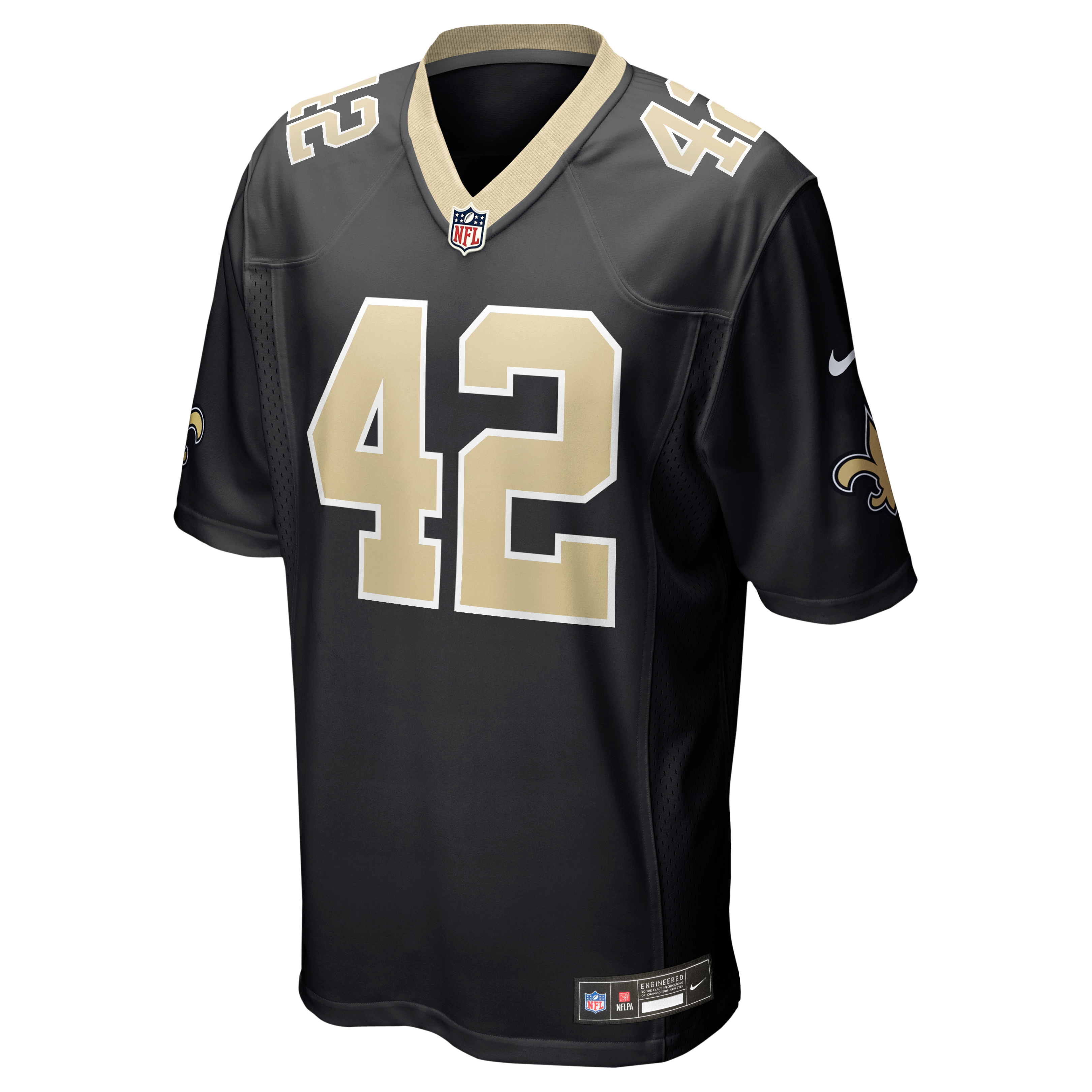 Maillot de match Nike Mike Reid noir pour homme, équipe des Saints la Nouvelle-Orléans