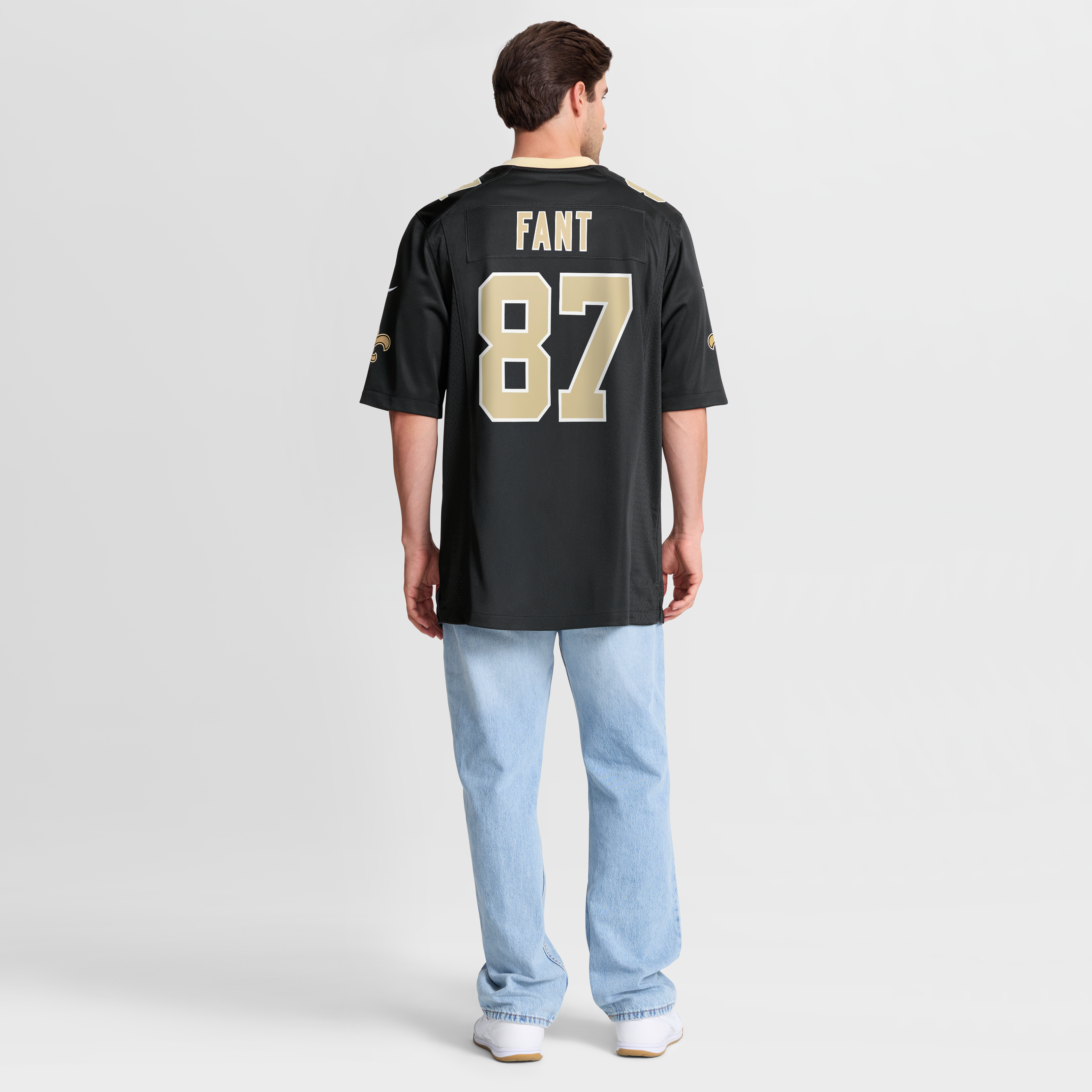 Maillot de match Nike Noah Fant noir pour homme, équipe des Saints la Nouvelle-Orléans