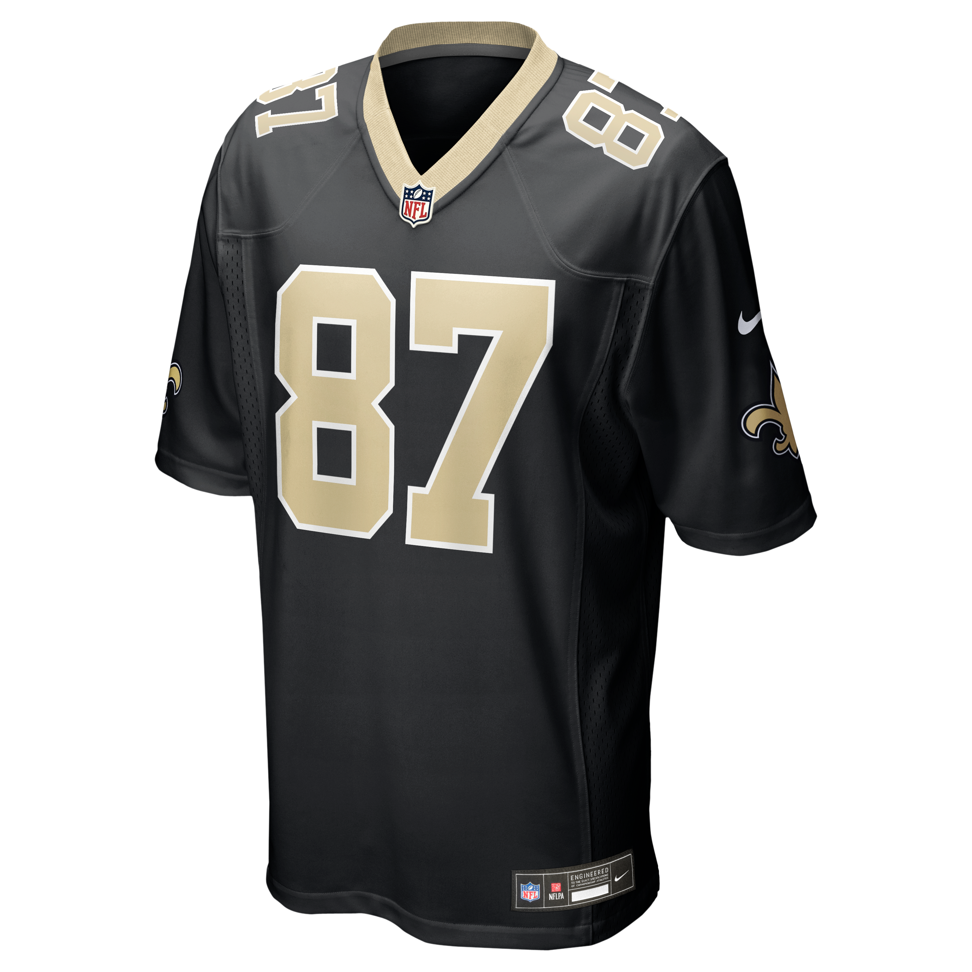 Maillot de match Nike Noah Fant noir pour homme, équipe des Saints la Nouvelle-Orléans