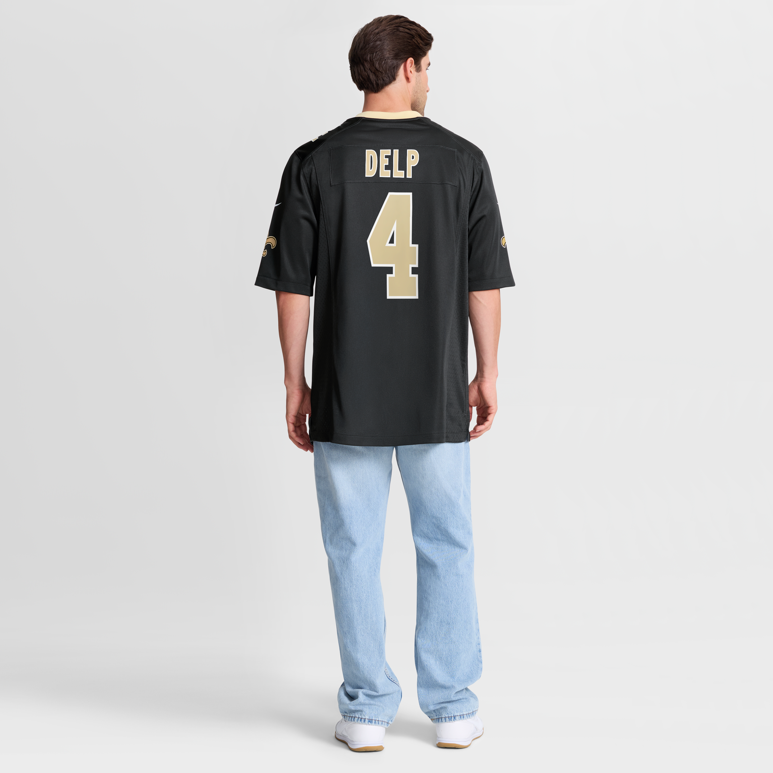 Maillot de match Nike Oscar Delp noir pour homme, équipe des Saints la Nouvelle-Orléans