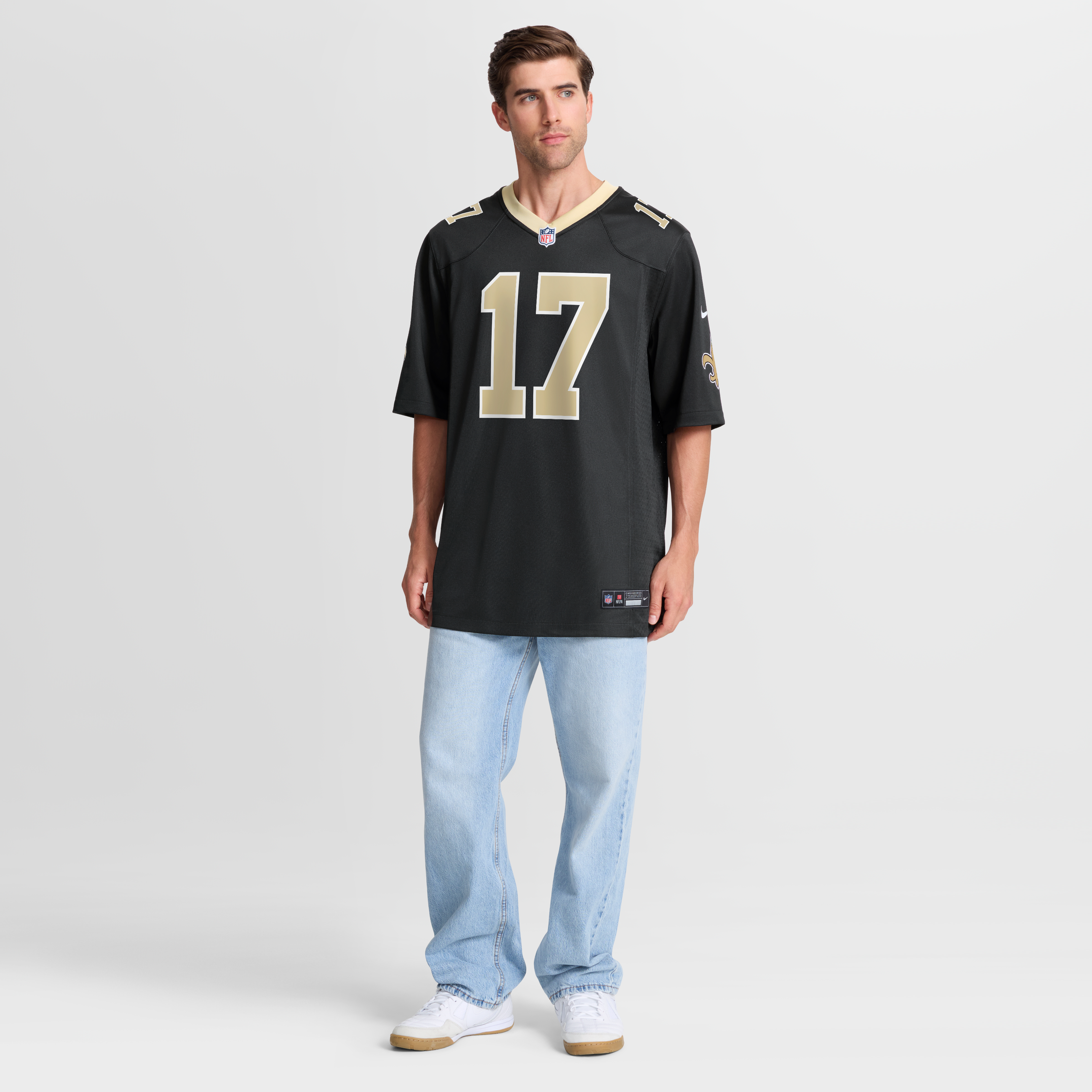 Maillot de match Nike Ryan Wright noir pour homme, équipe des Saints la Nouvelle-Orléans