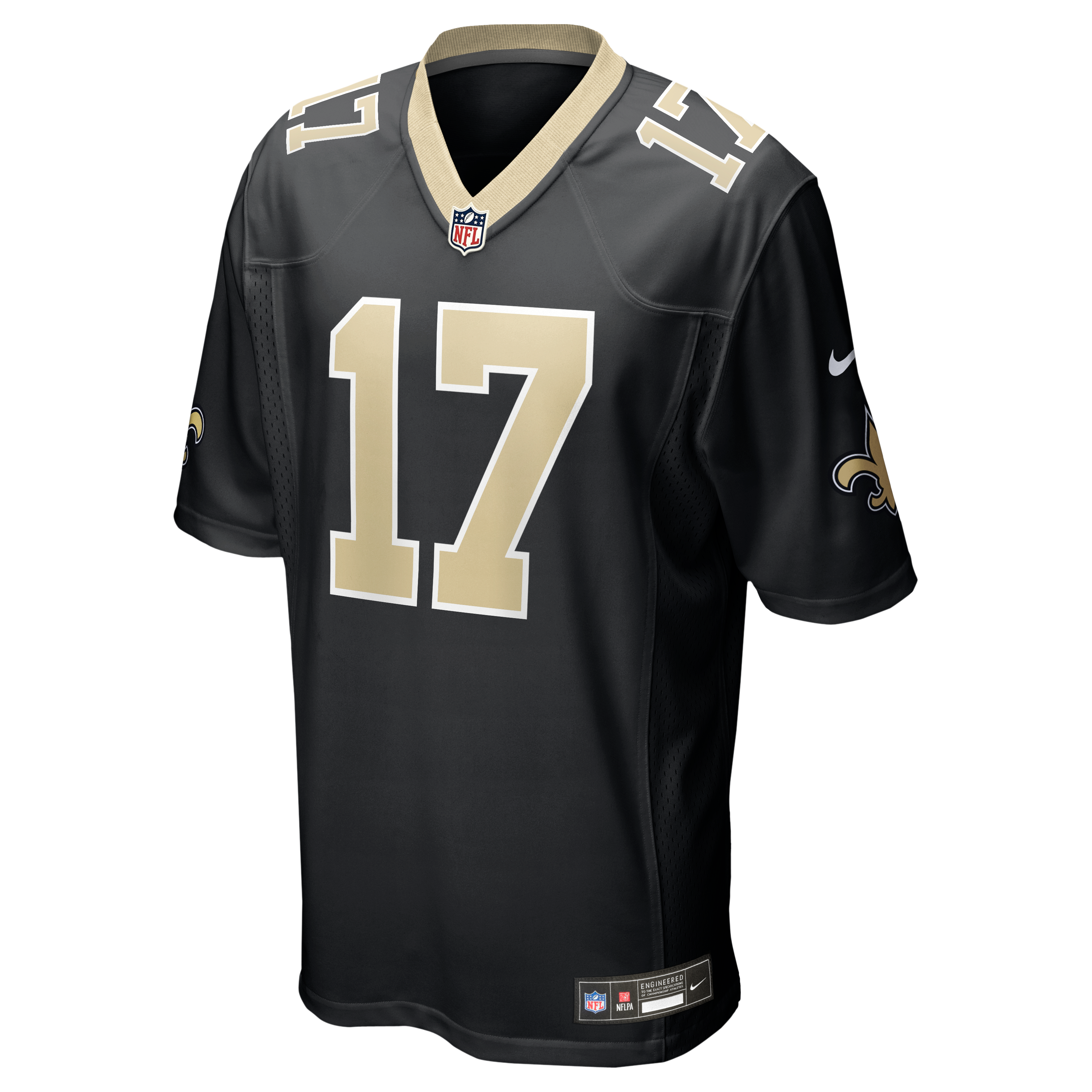Maillot de match Nike Ryan Wright noir pour homme, équipe des Saints la Nouvelle-Orléans
