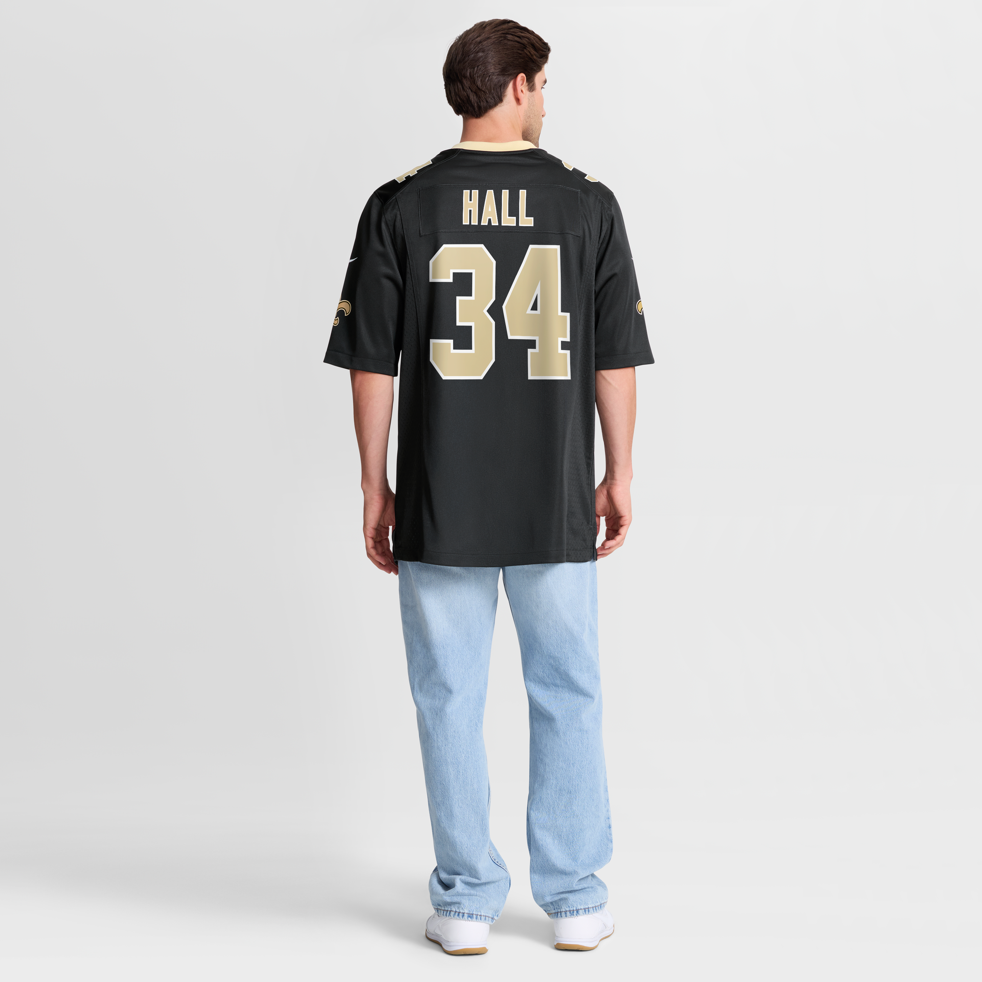 Maillot de match Nike TJ Hall noir pour homme, équipe des Saints la Nouvelle-Orléans