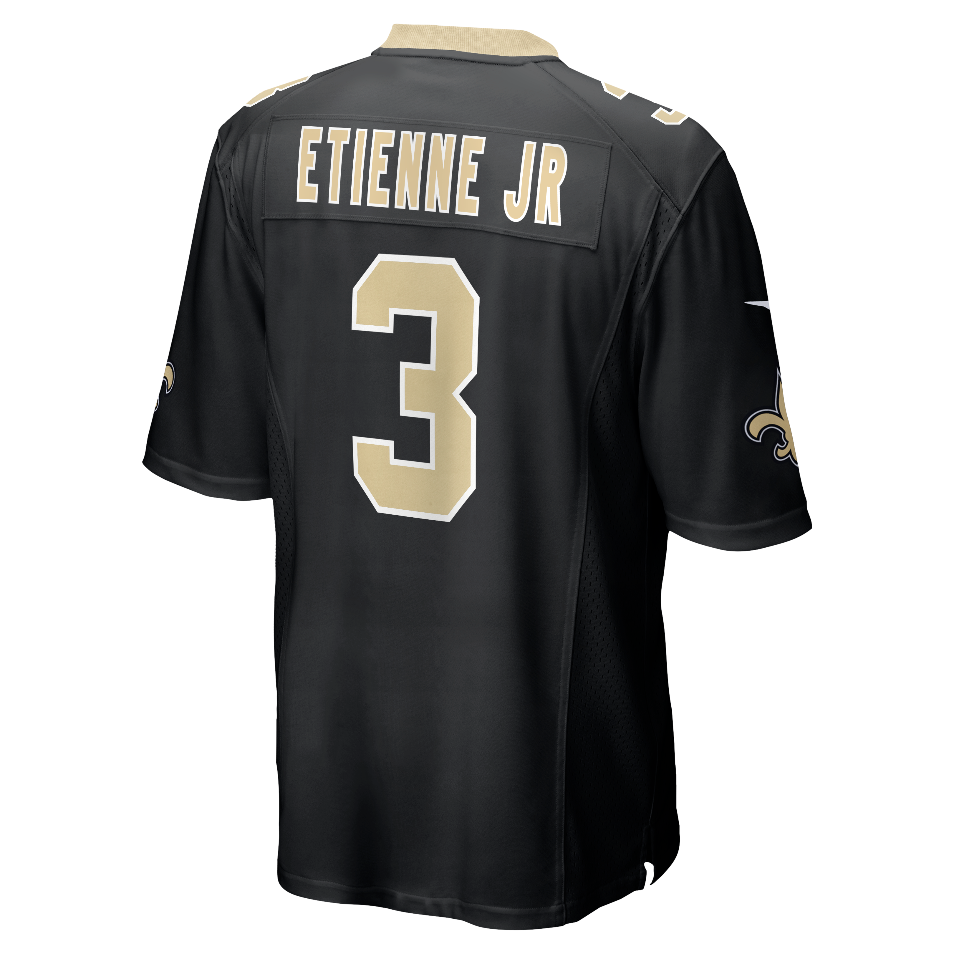 Maillot de match Nike Travis Etienne Jr noir des Saints la Nouvelle-Orléans, 60e saison.