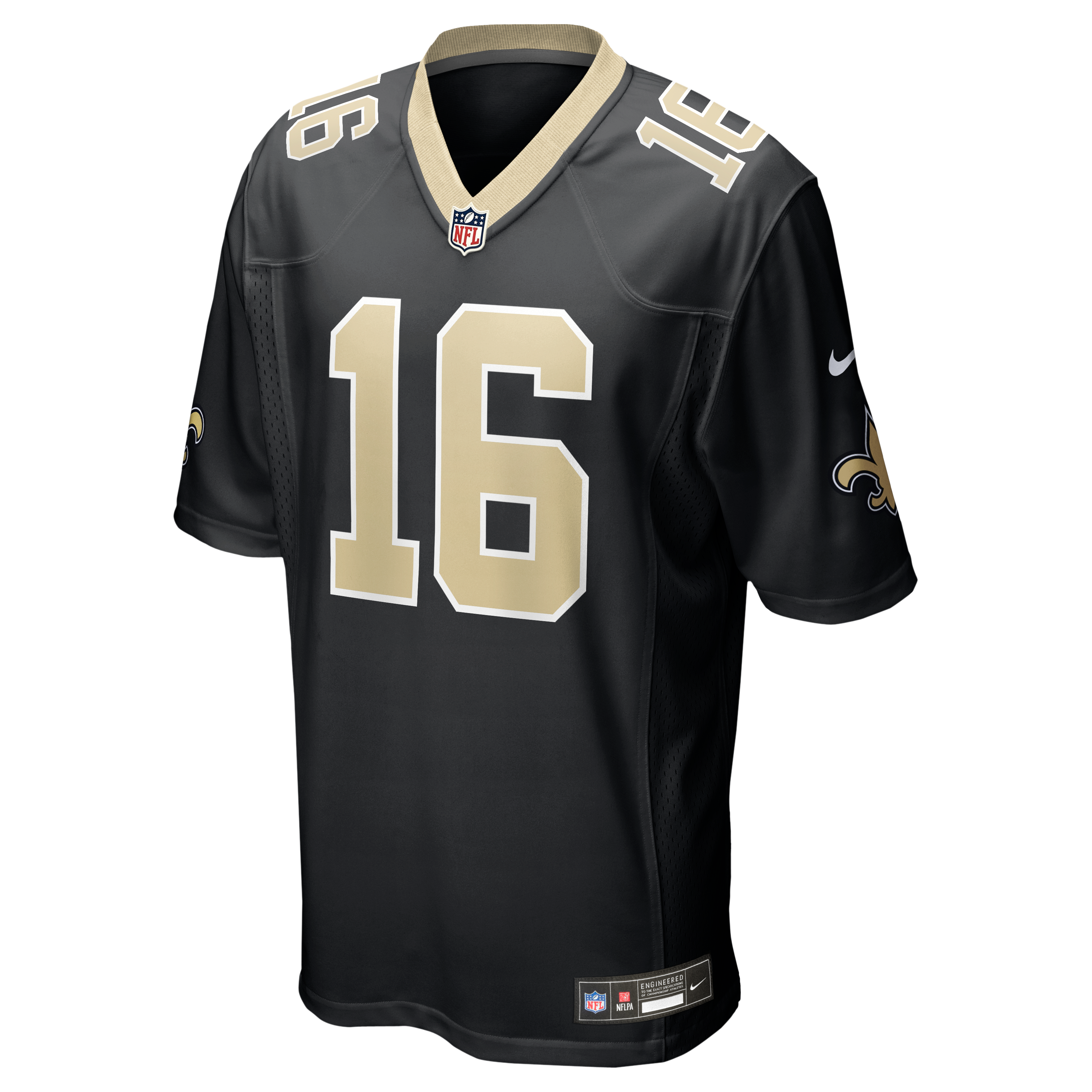 Maillot de match Nike Trey Palmer noir pour homme, équipe des Saints la Nouvelle-Orléans