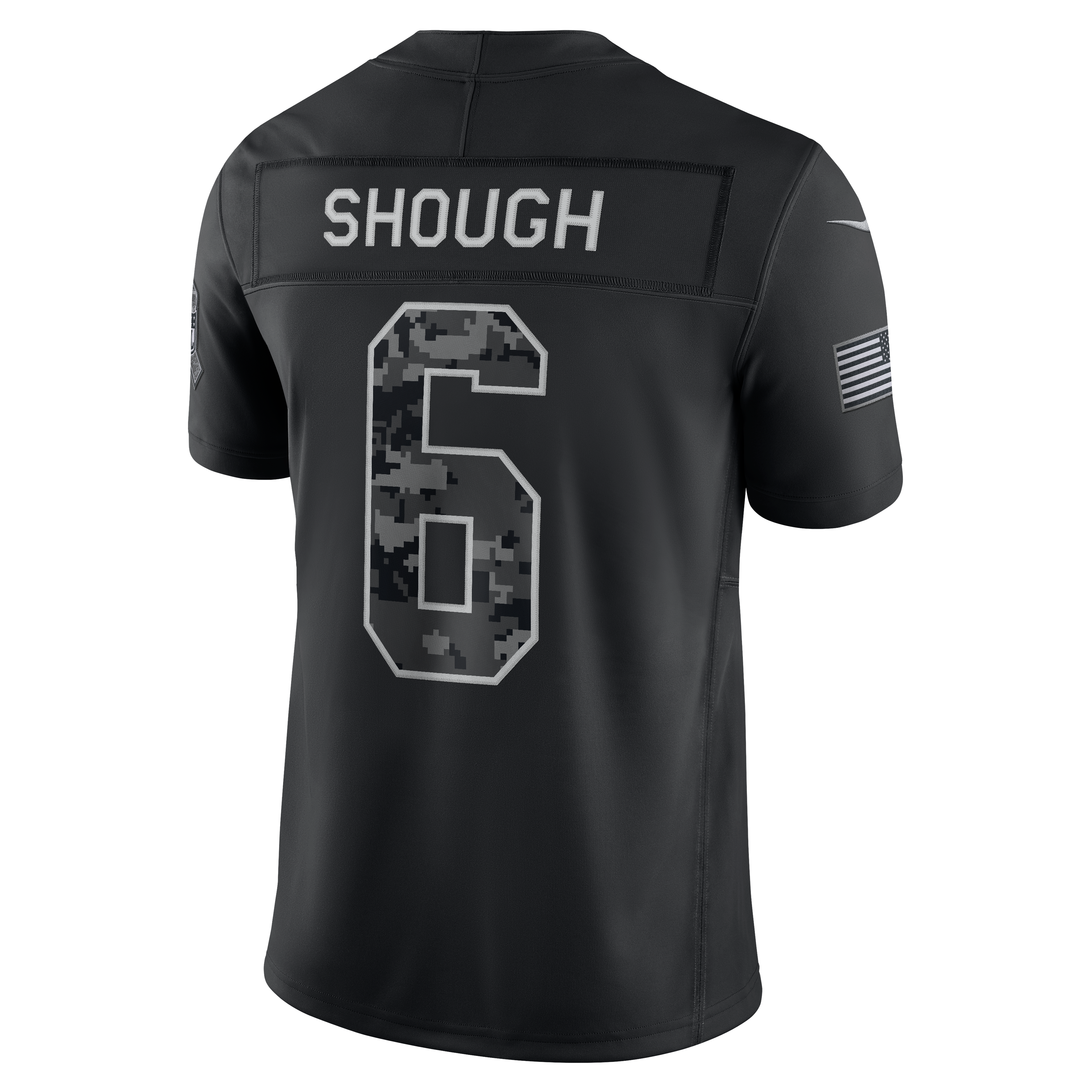 Maillot Nike Tyler Shough noir New Orleans Saints 2026 Salute to Service, édition limitée cousue