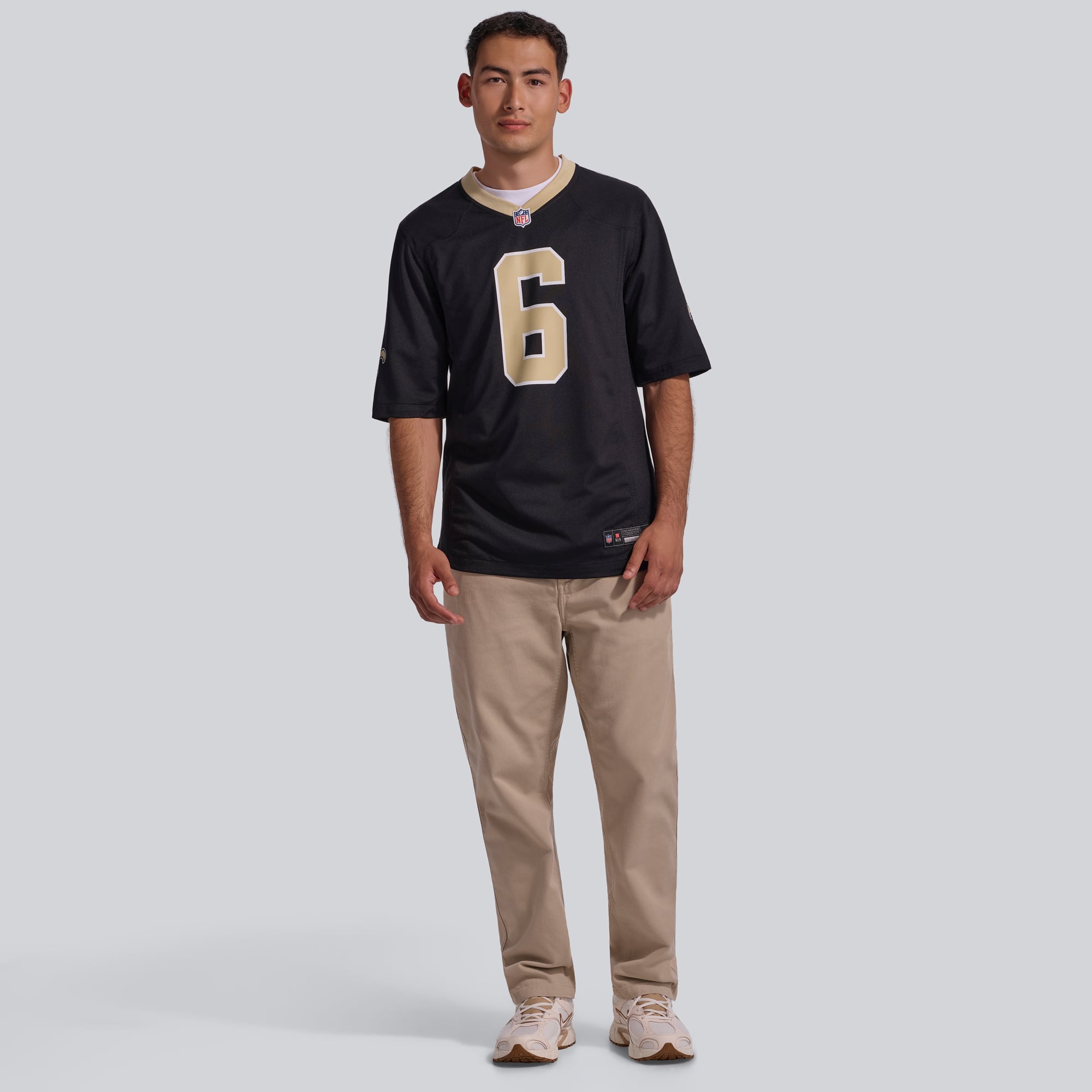 Maillot Nike Tyler Shough noir des Saints de la Nouvelle-Orléans pour homme
