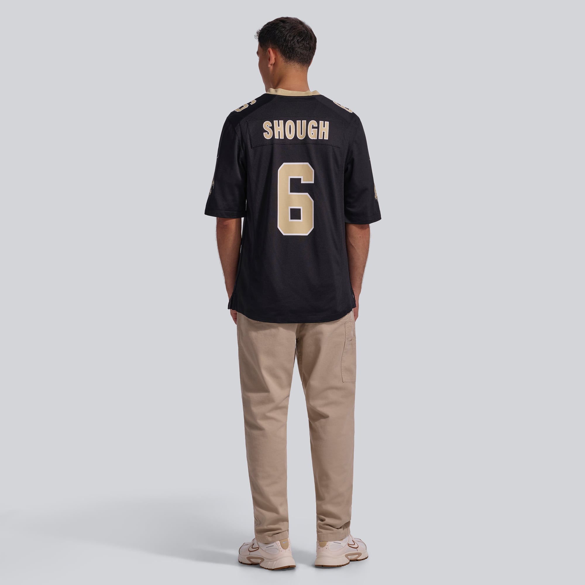 Maillot Nike Tyler Shough noir des Saints de la Nouvelle-Orléans pour homme