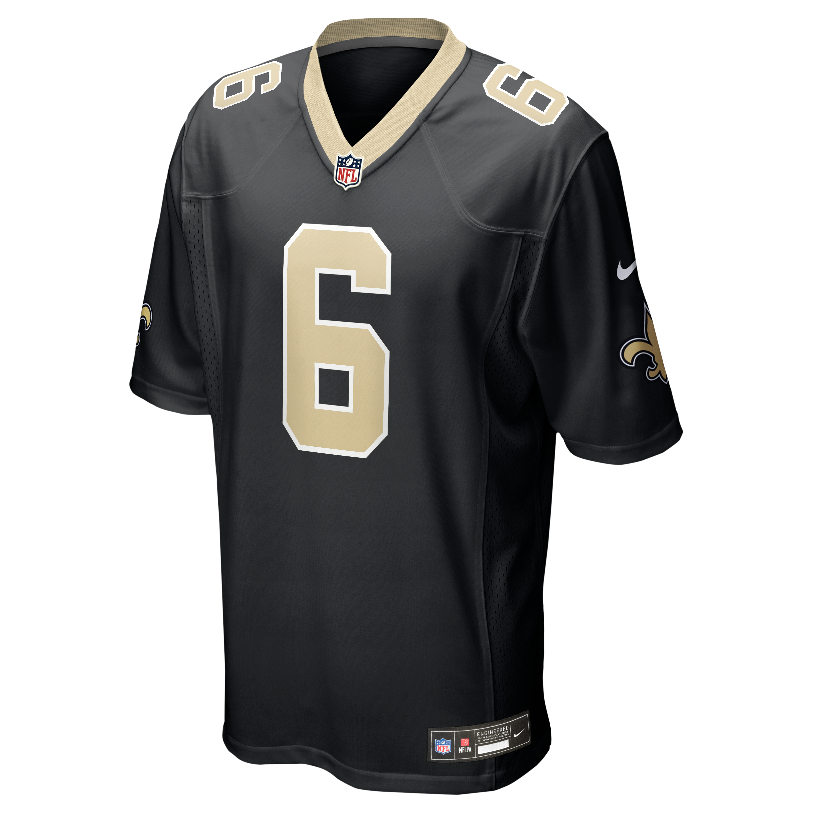 Maillot Nike Tyler Shough noir des Saints de la Nouvelle-Orléans pour homme