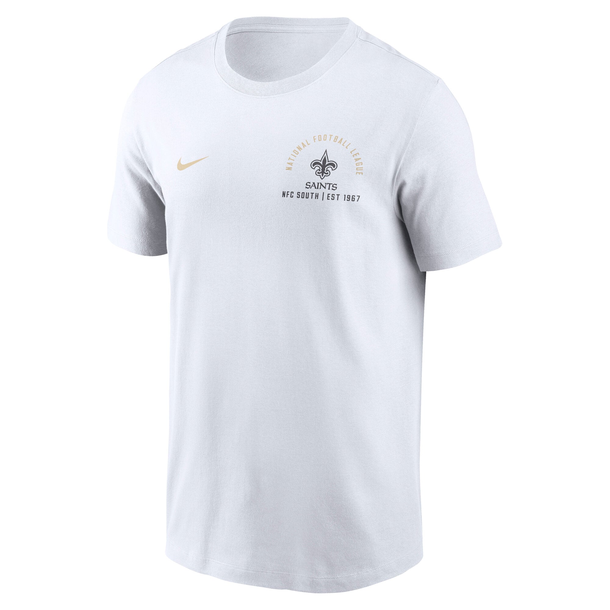 T-shirt Nike blanc pour homme, logo divisé des Saints de la Nouvelle-Orléans