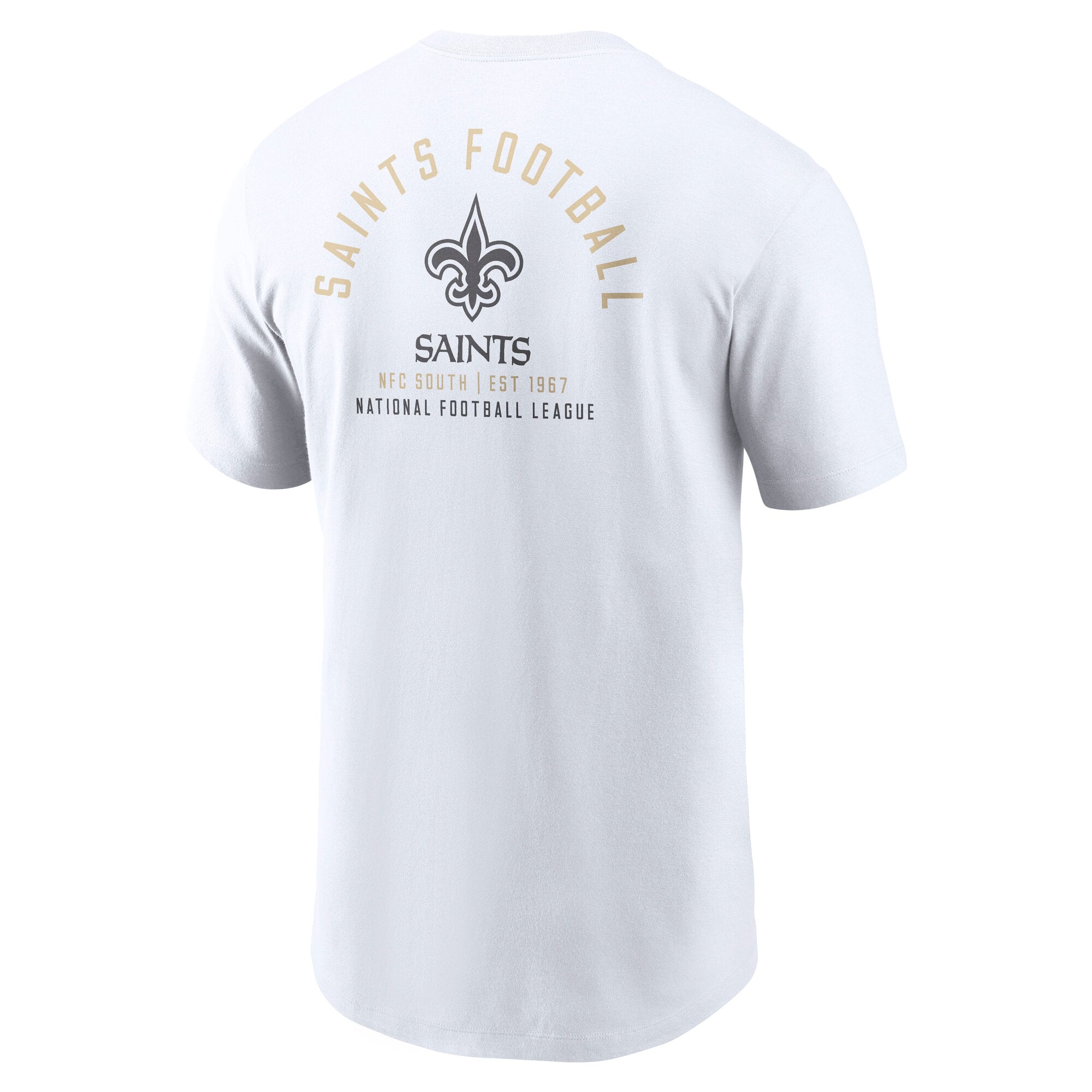 T-shirt Nike blanc pour homme, logo divisé des Saints de la Nouvelle-Orléans