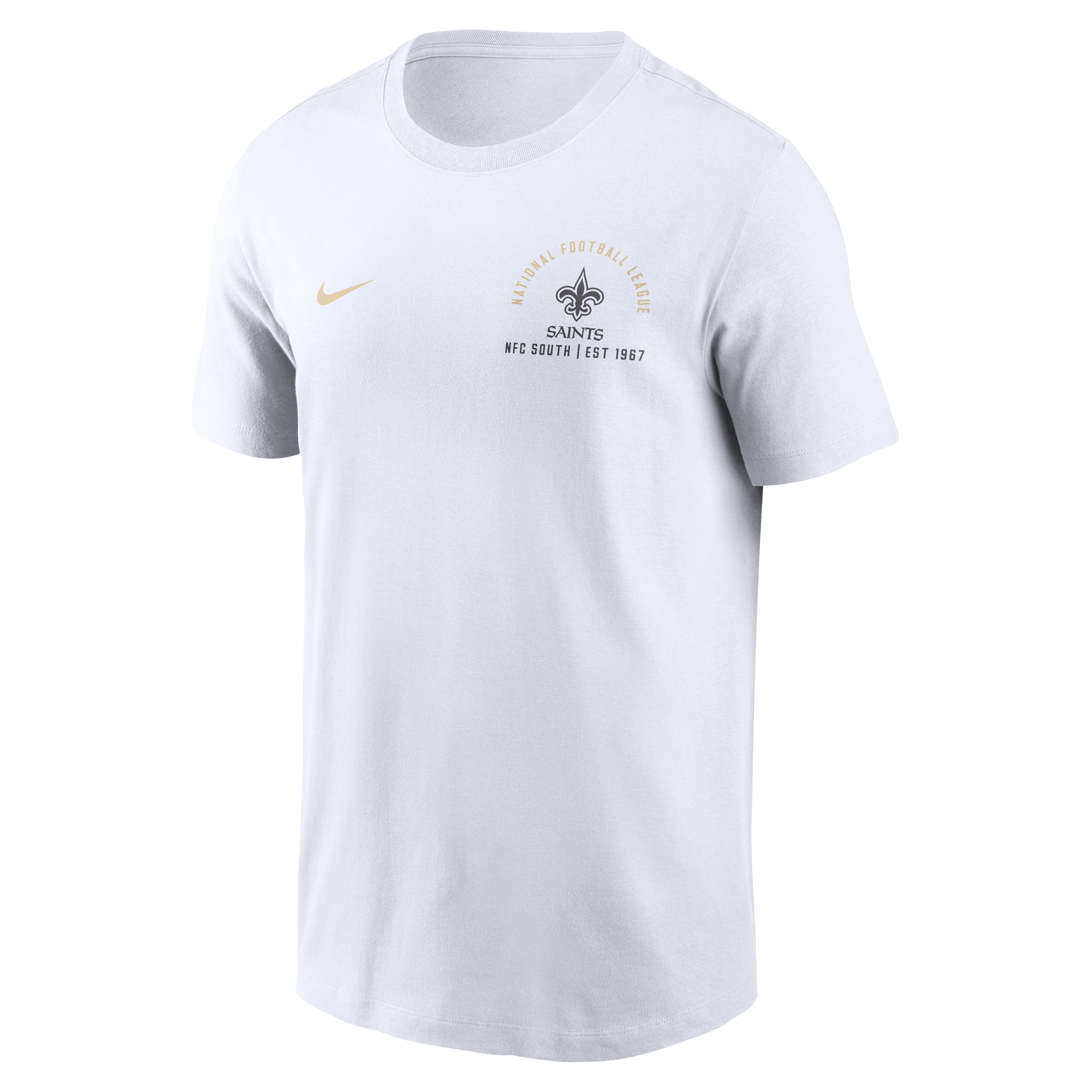 T-shirt Nike blanc pour homme, logo divisé des Saints de la Nouvelle-Orléans
