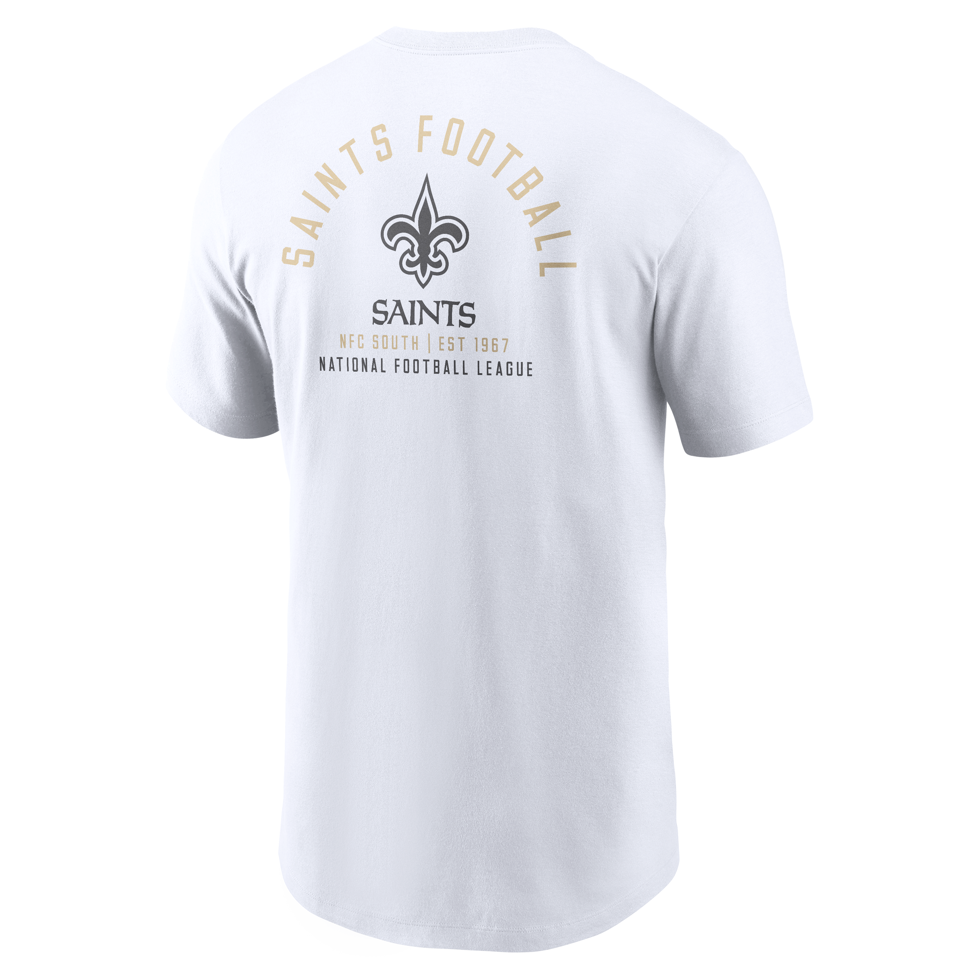 T-shirt Nike blanc pour homme, logo divisé des Saints de la Nouvelle-Orléans