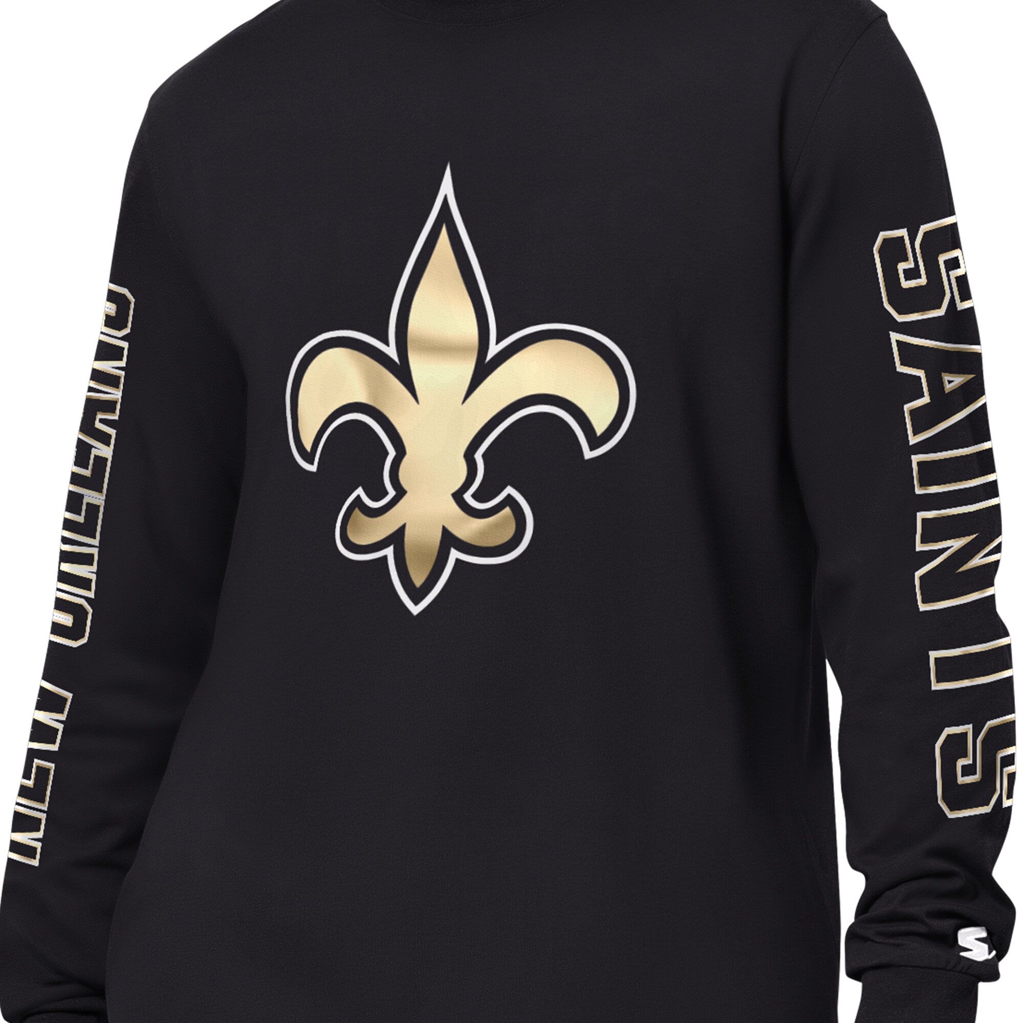 Men's Starter Black New Orleans Saints Clutch Hit II Long-Sleeve T-Shirt