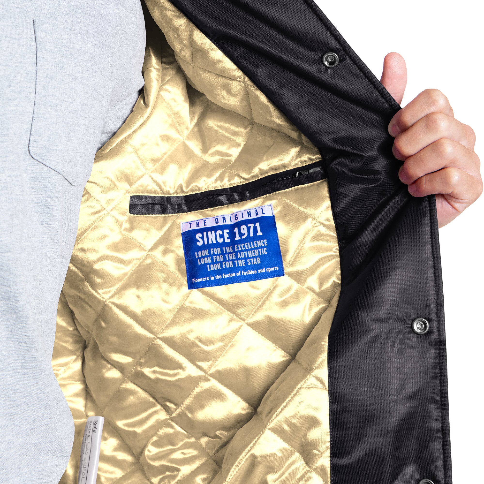 Veste universitaire Starter noire pour homme, modèle Courtside des Saints de la Nouvelle-Orléans, fermeture à boutons-pression.