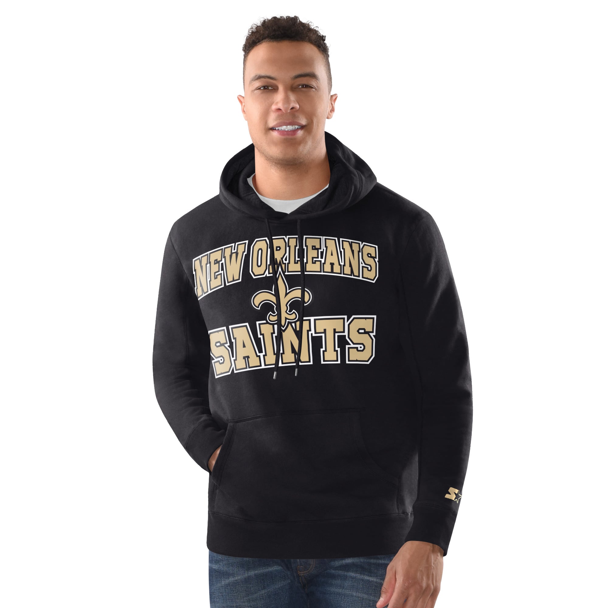 Men's Starter Black New Orleans Saints Hoodie and Cuffed Knit Hat Combo Pack