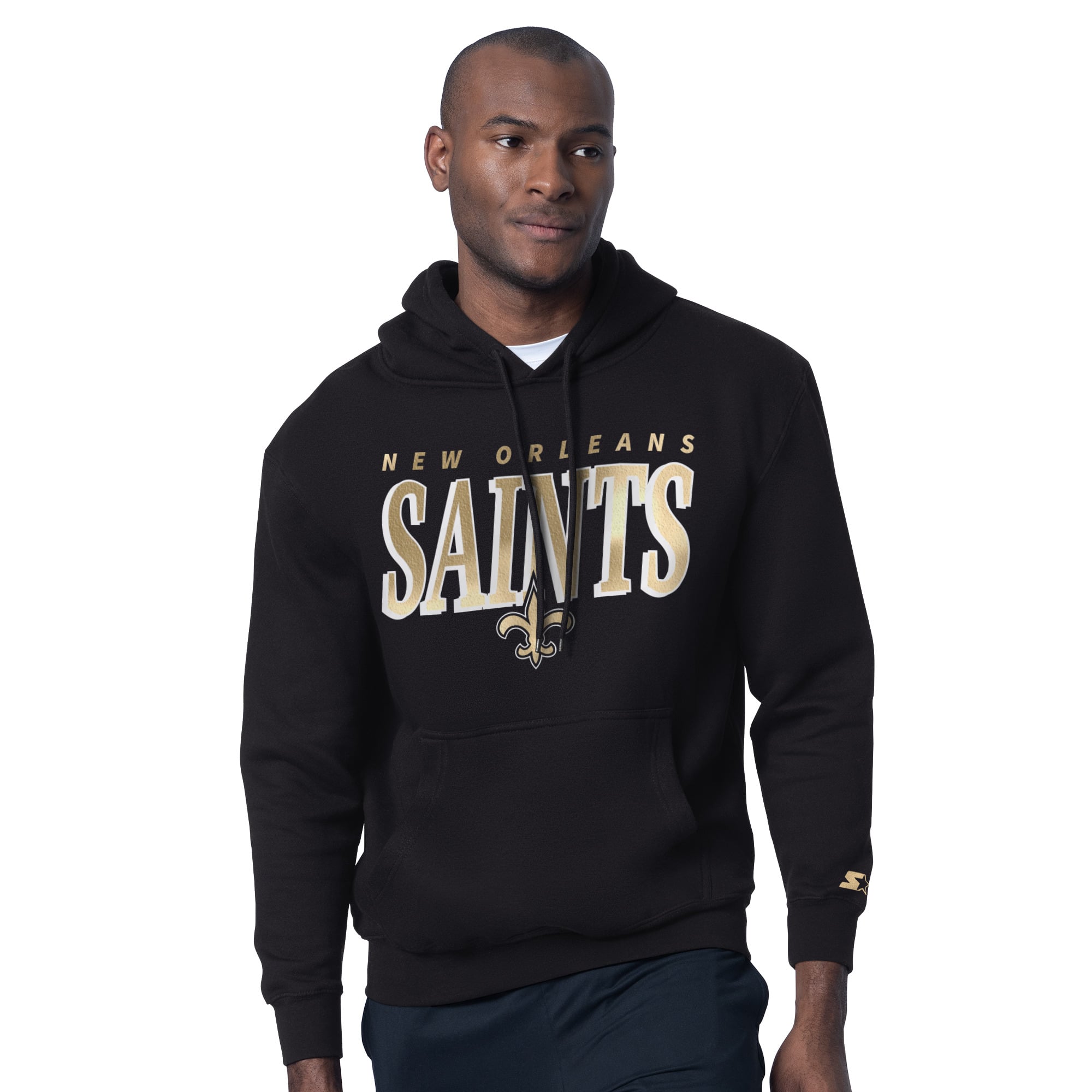 Ensemble t-shirt et sweat à capuche Starter noir pour homme avec logo des Saints de la Nouvelle-Orléans