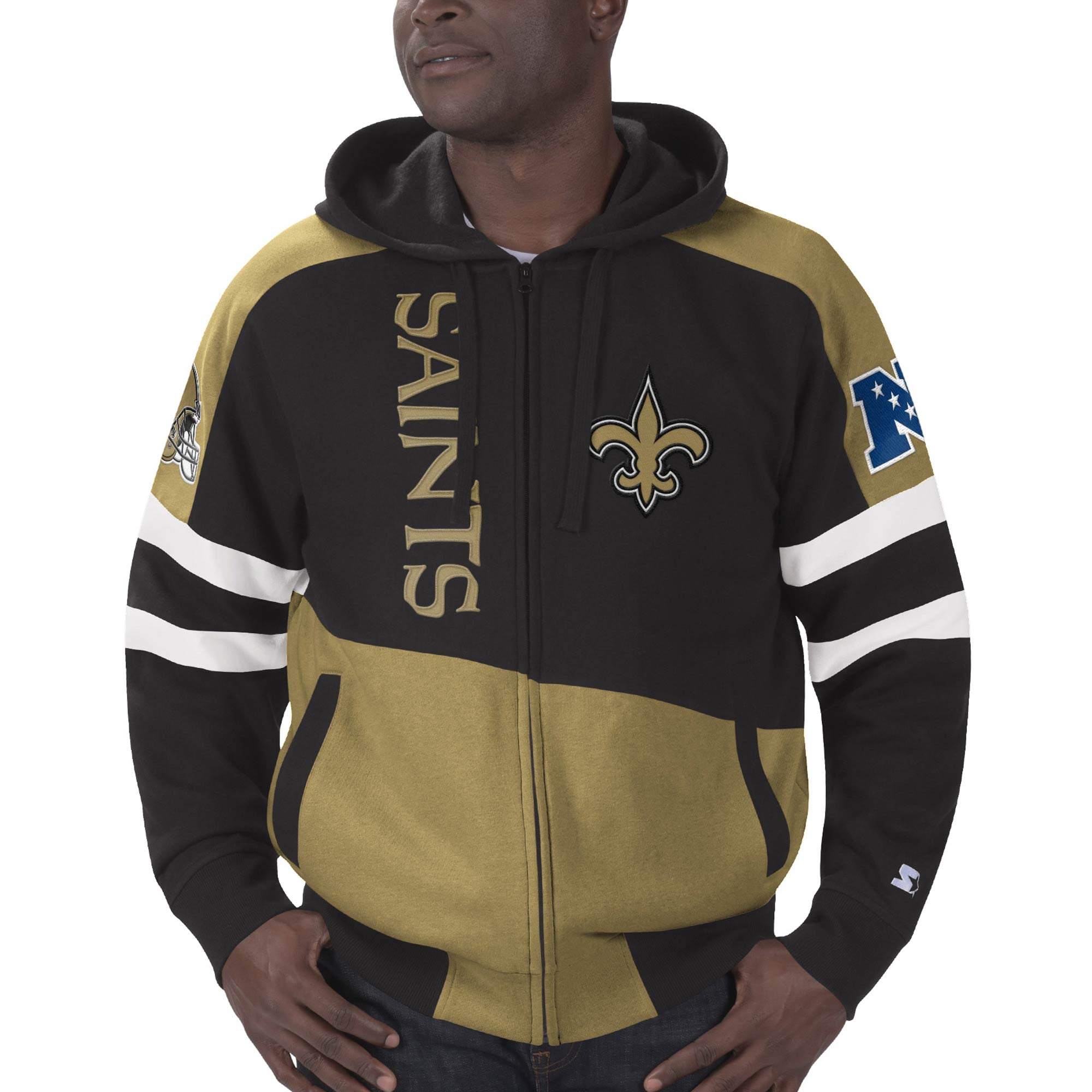 Men's Starter Black/Gold New Orleans Saints Extreme Full-Zip Hoodie
