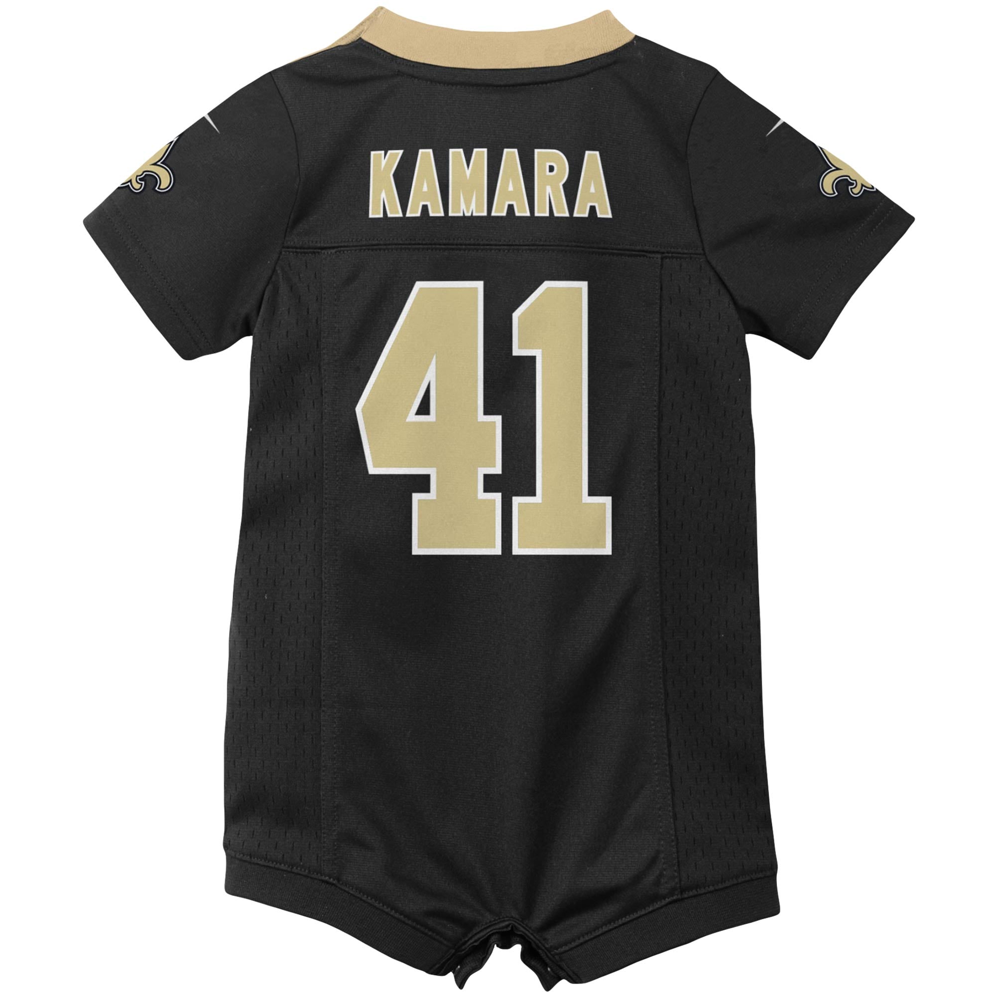 Combinaison Nike Alvin Kamara noire pour nouveau-né, maillot de match des Saints la Nouvelle-Orléans