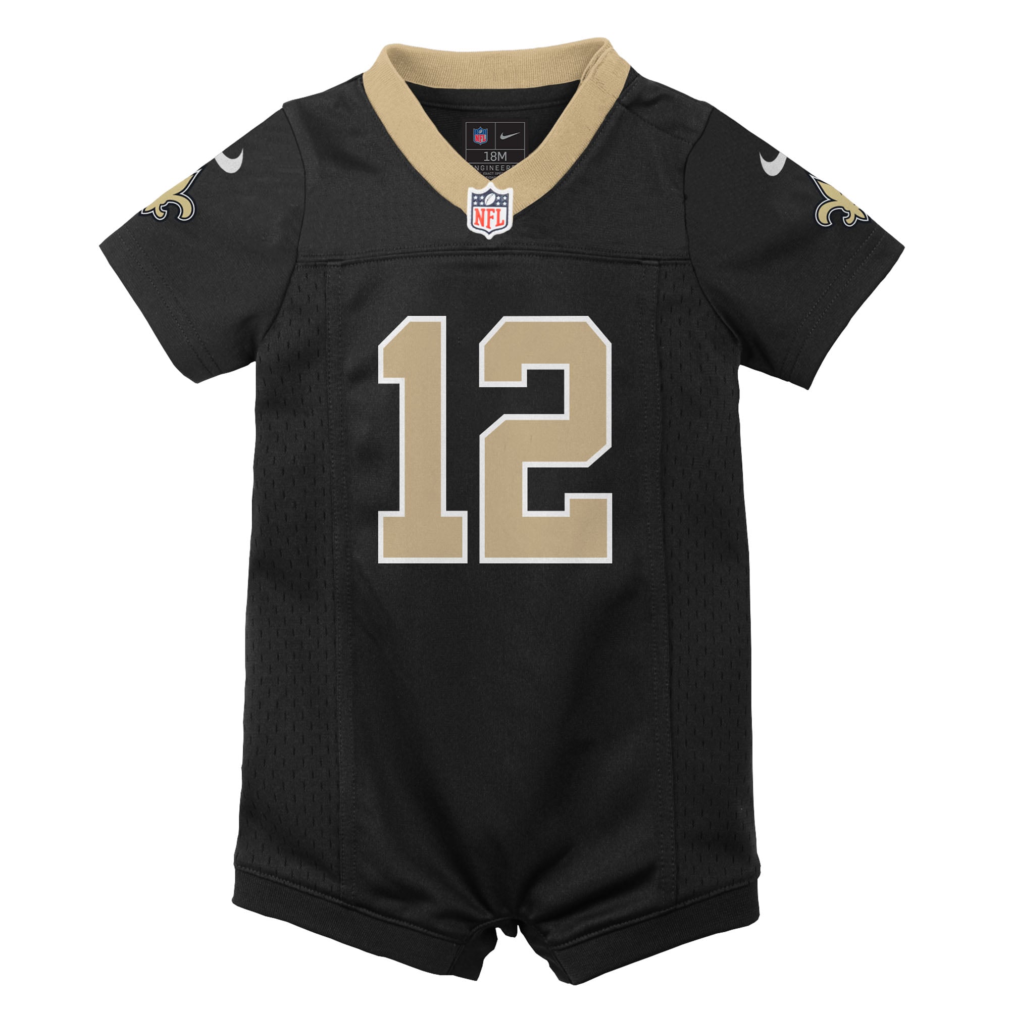 Newborn Nike Chris Olave Black New Orleans Saints Romper Game Jersey