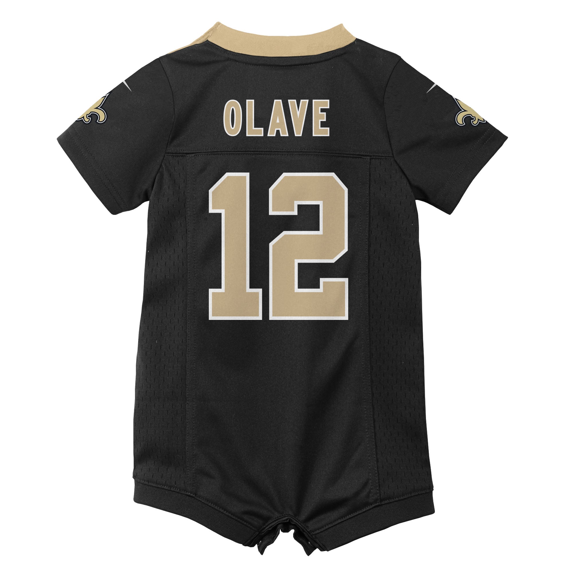 Newborn Nike Chris Olave Black New Orleans Saints Romper Game Jersey
