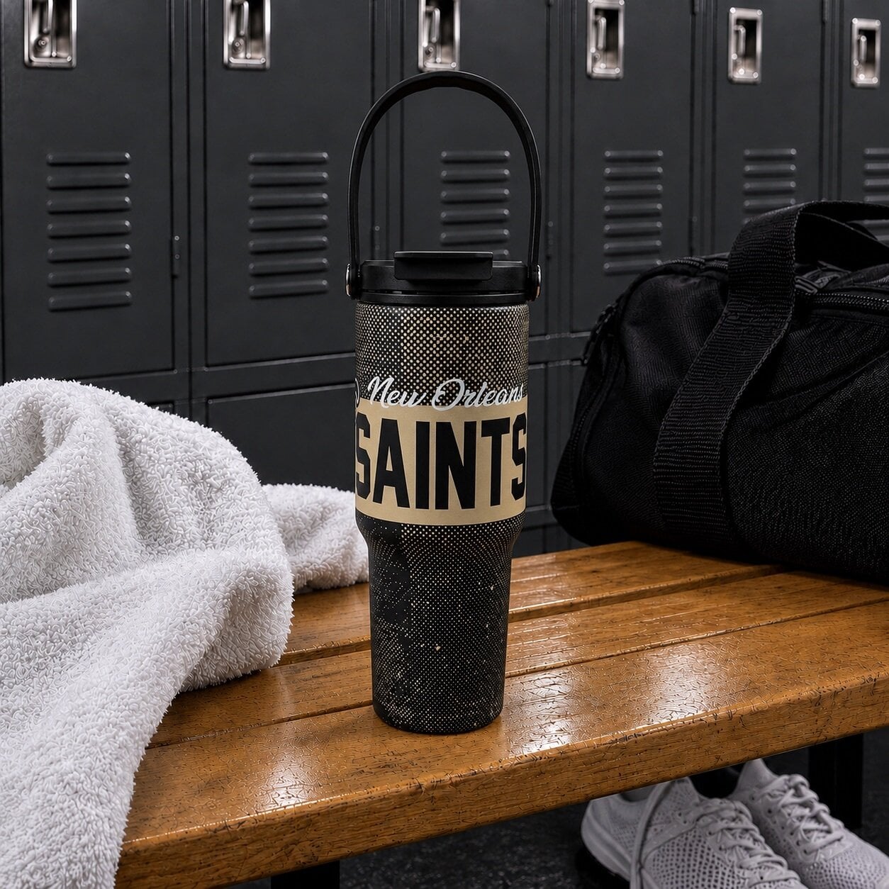 Pegasus New Orleans Saints 24oz. Speckled Gradient Stainless Steel Dual Top Water Bottle