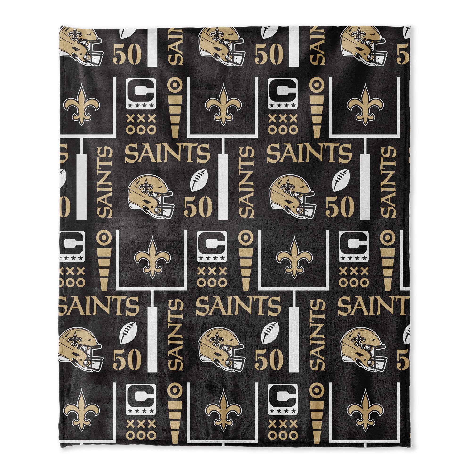 Pegasus New Orleans Saints 50" x 60" Blackout Team Spirit Ultra Soft Throw & Plush Football Combo Pack