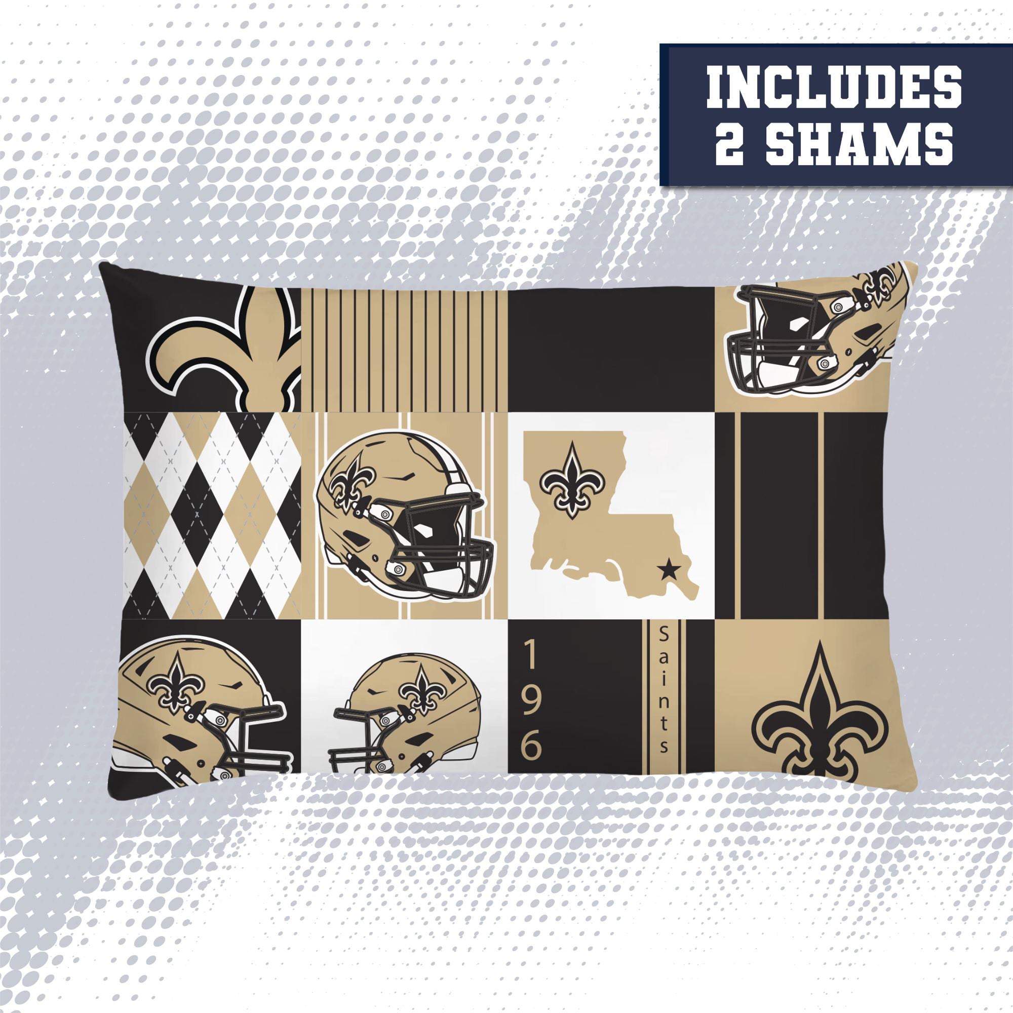 Pegasus New Orleans Saints Patchwork Plaid Three-Piece Full/Queen Bed in a Bag Set