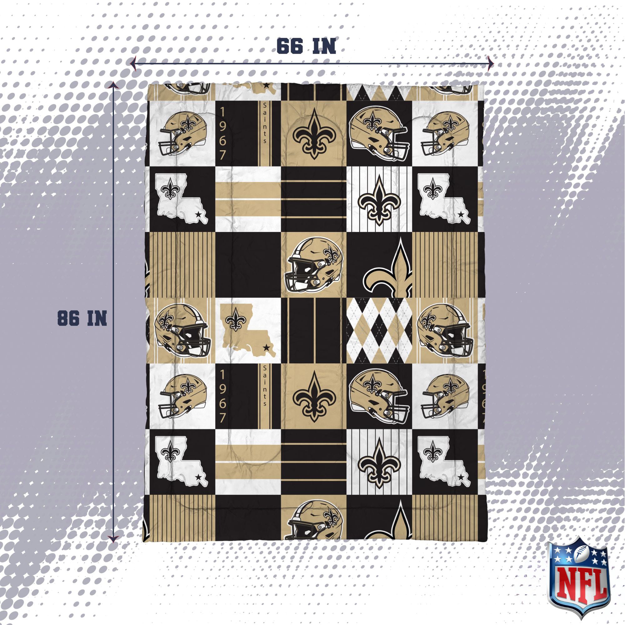 Pegasus New Orleans Saints Patchwork Plaid Two-Piece Twin/Twin XL Bed in a Bag Set