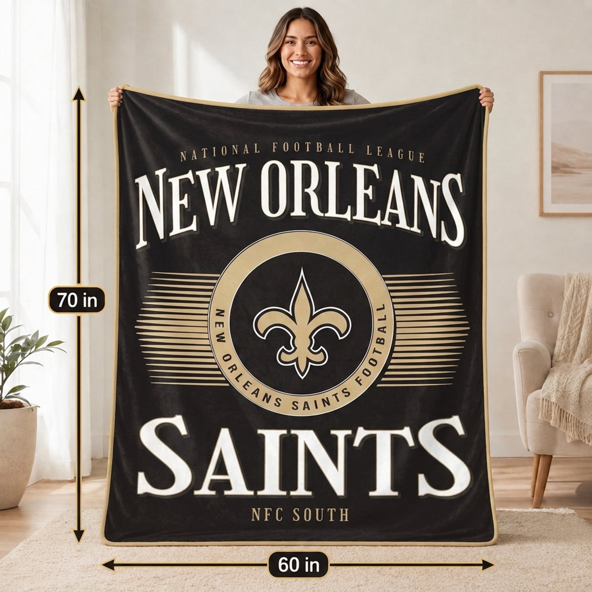 Couverture Pegasus New Orleans Saints Spotlight Arch 60" x 70" ultra douce