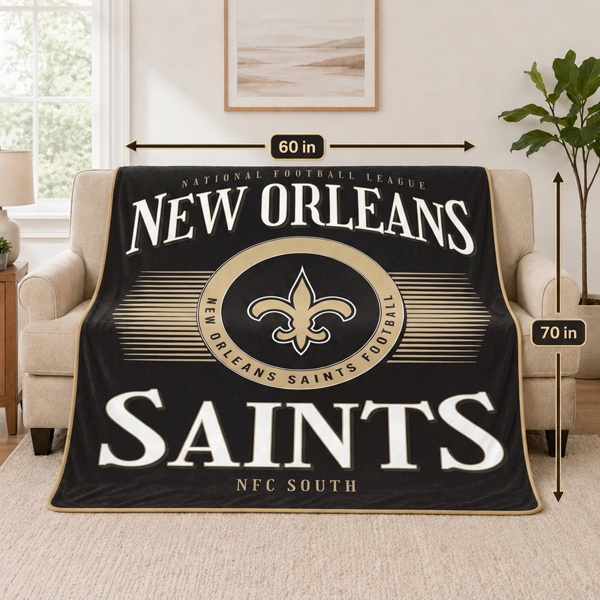 Couverture Pegasus New Orleans Saints Spotlight Arch 60" x 70" ultra douce