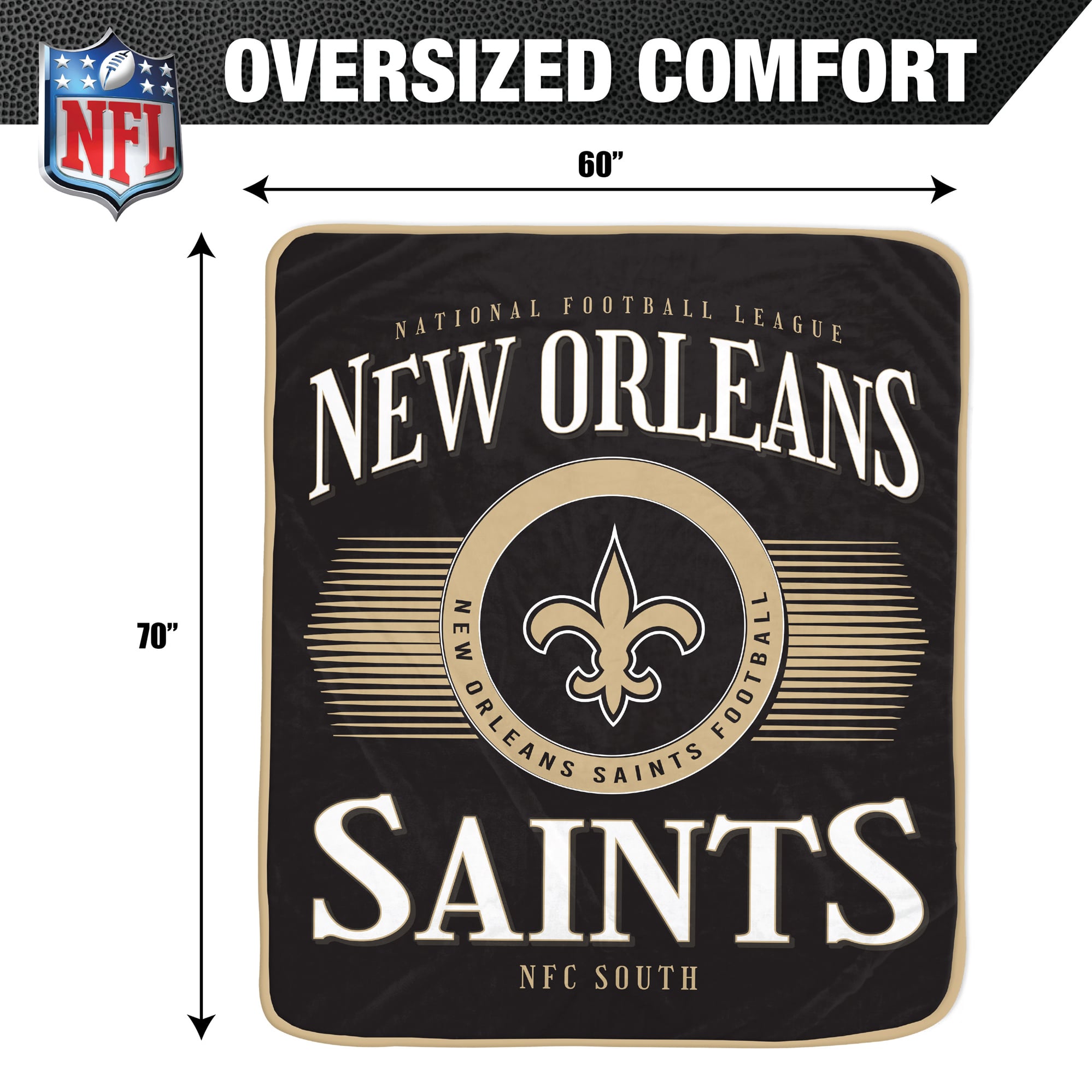 Couverture Pegasus New Orleans Saints Spotlight Arch 60" x 70" ultra douce