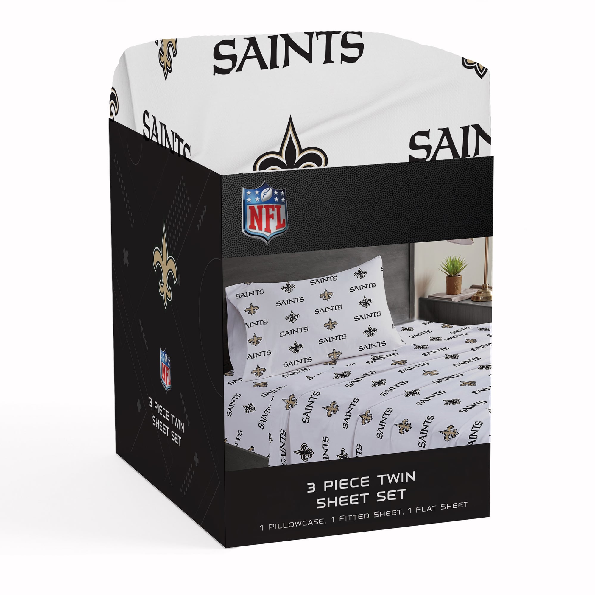 Pegasus New Orleans Saints Three-Piece Twin Sheet Set