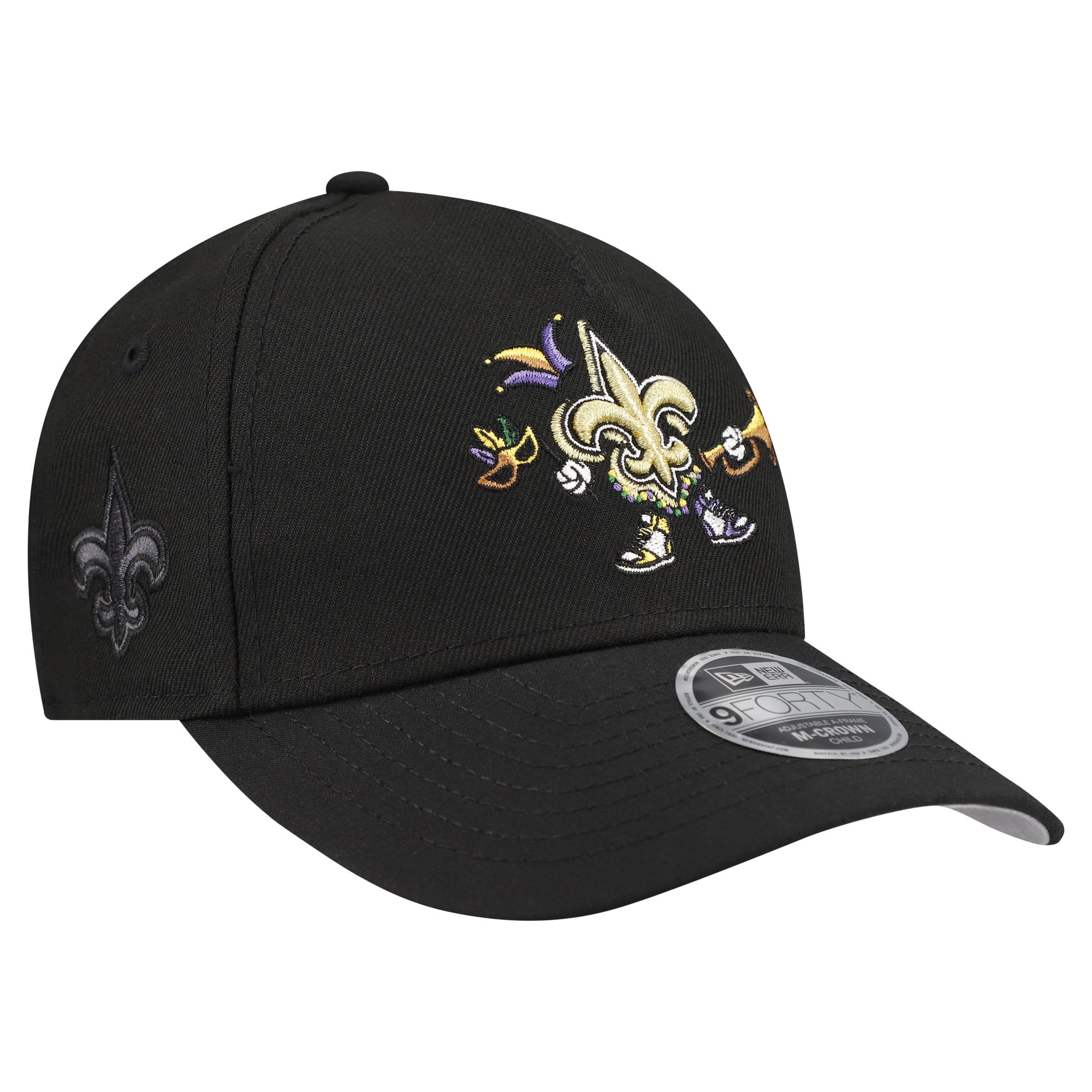 Casquette ajustable New Era noire New Orleans Saints 9FORTY M-Crown A-Frame pour enfants d'âge préscolaire